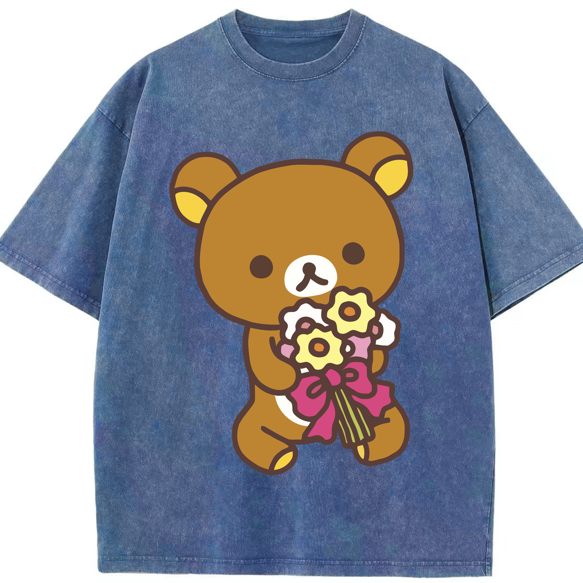 （画像用） リラックマ リラックマ キイロイトリ Rilakkuma Korilakkuma Kiiroitori 綿100% ヴィンテージ風 半袖Tシャツ（フロントプリント）