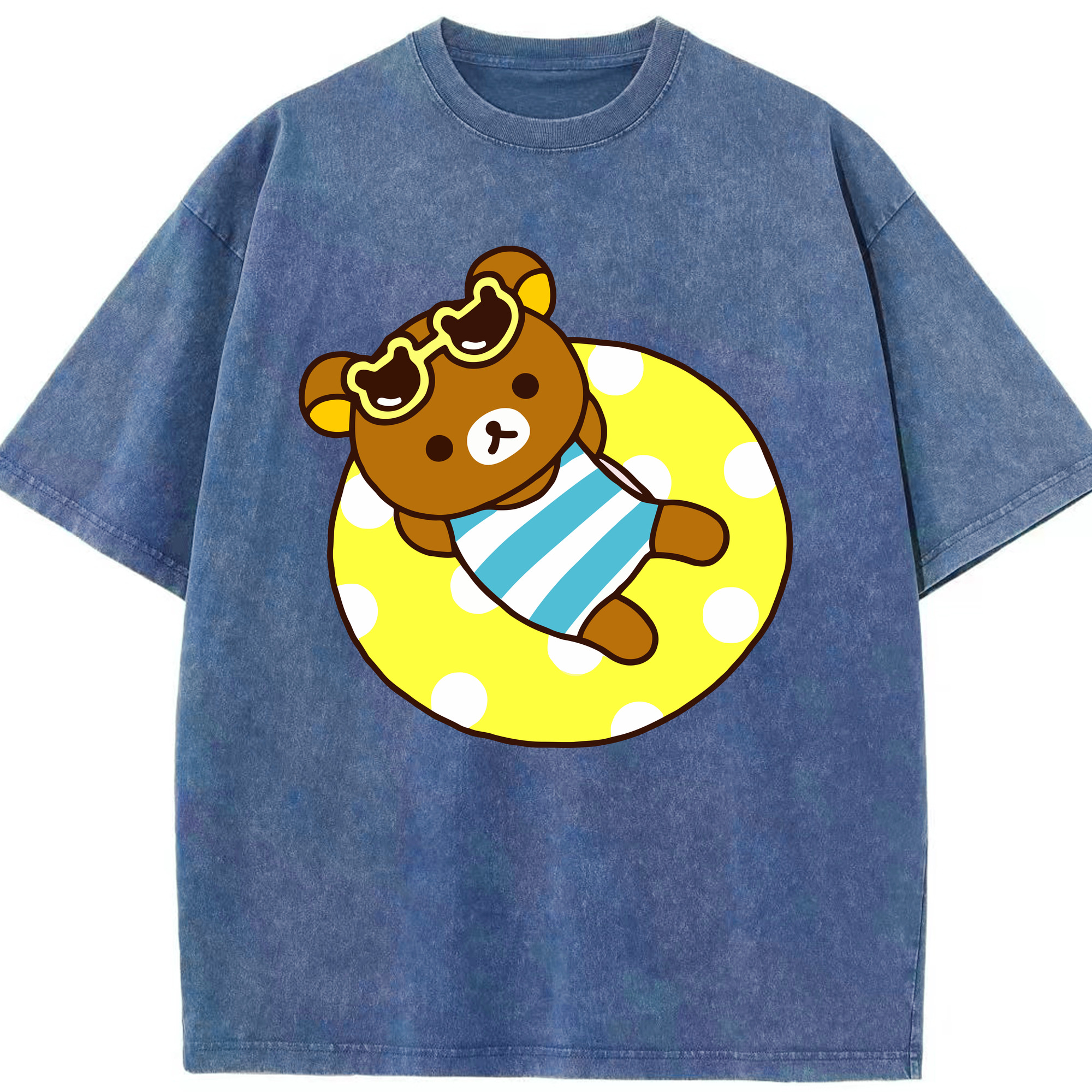 （画像用） リラックマ リラックマ キイロイトリ Rilakkuma Korilakkuma Kiiroitori 綿100% ヴィンテージ風 半袖Tシャツ（フロントプリント）