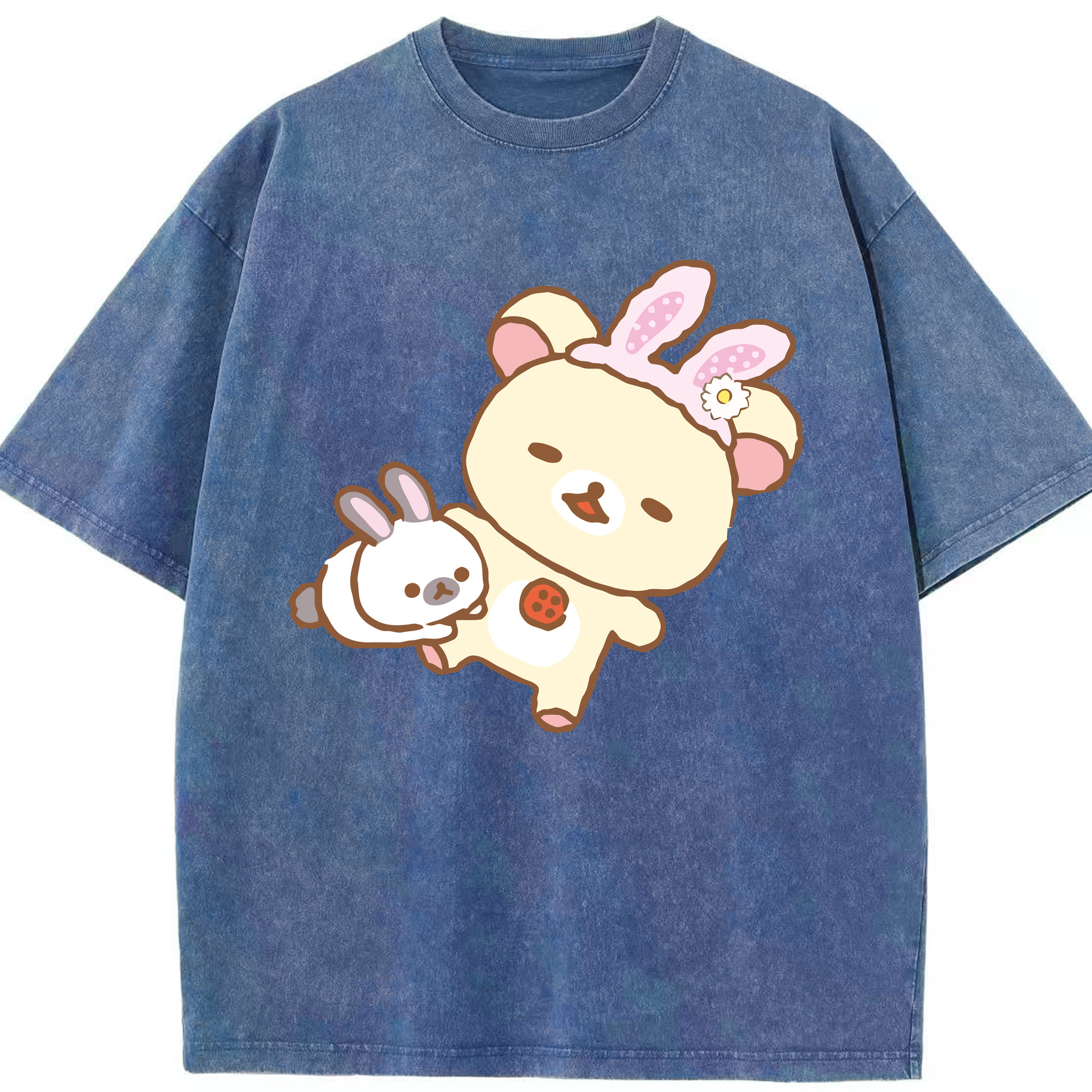 （画像用） リラックマ リラックマ キイロイトリ Rilakkuma Korilakkuma Kiiroitori 綿100% ヴィンテージ風 半袖Tシャツ（フロントプリント）