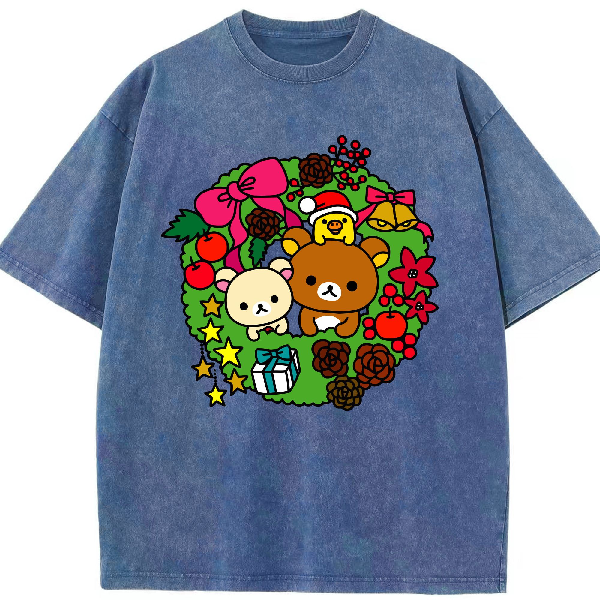 （画像用） リラックマ リラックマ キイロイトリ Rilakkuma Korilakkuma Kiiroitori 綿100% ヴィンテージ風 半袖Tシャツ（フロントプリント）