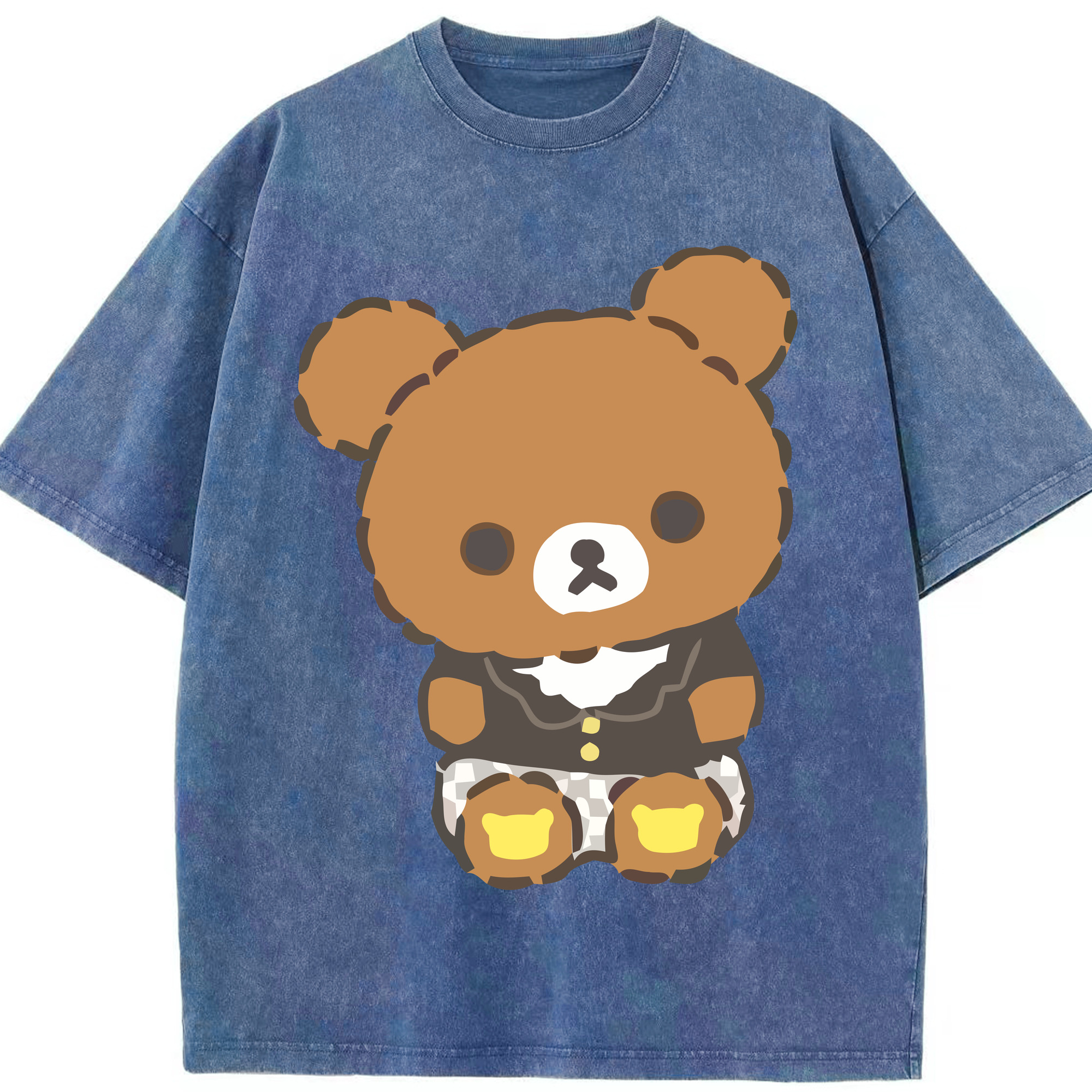 （画像用） リラックマ リラックマ キイロイトリ Rilakkuma Korilakkuma Kiiroitori 綿100% ヴィンテージ風 半袖Tシャツ（フロントプリント）