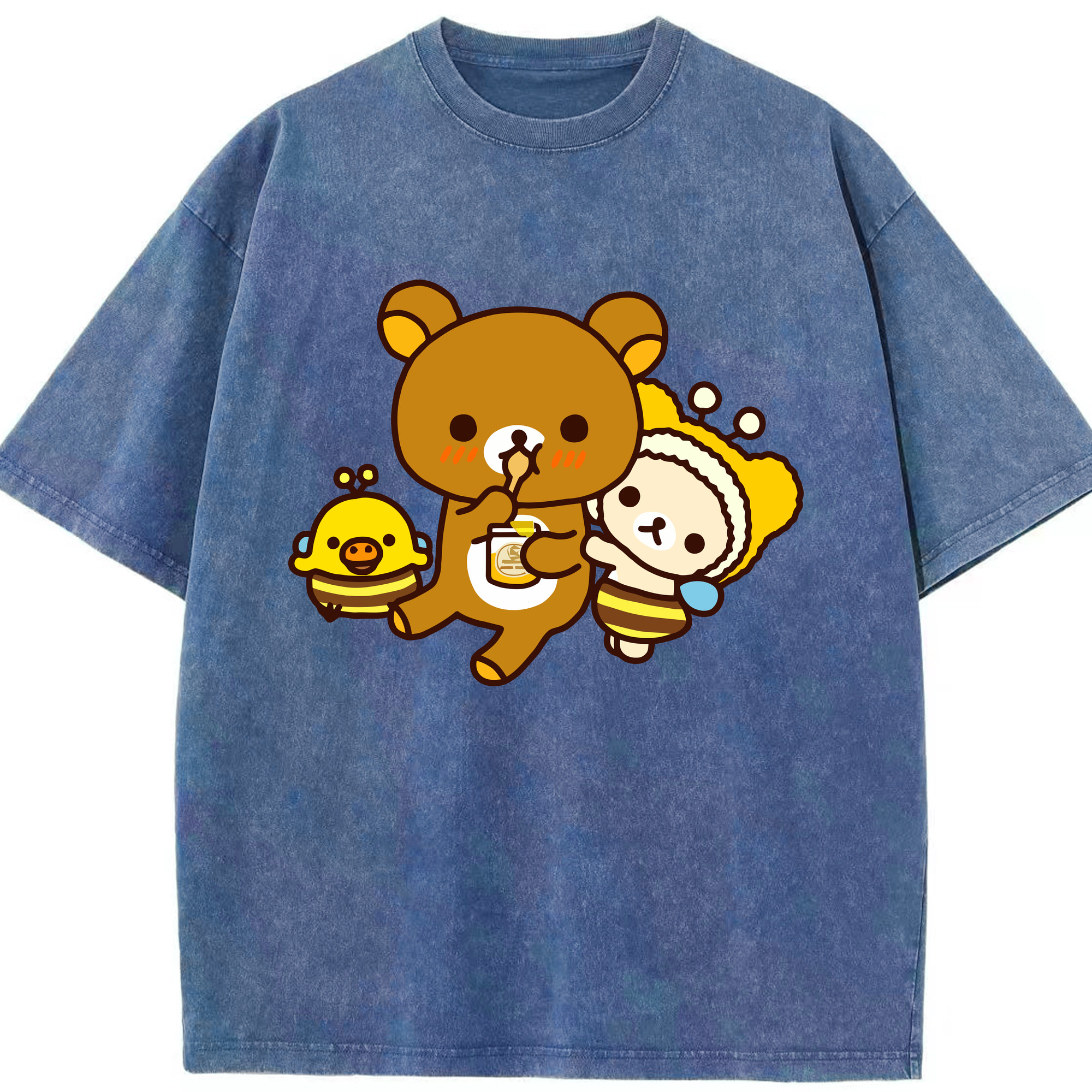 （画像用） リラックマ リラックマ キイロイトリ Rilakkuma Korilakkuma Kiiroitori 綿100% ヴィンテージ風 半袖Tシャツ（フロントプリント）