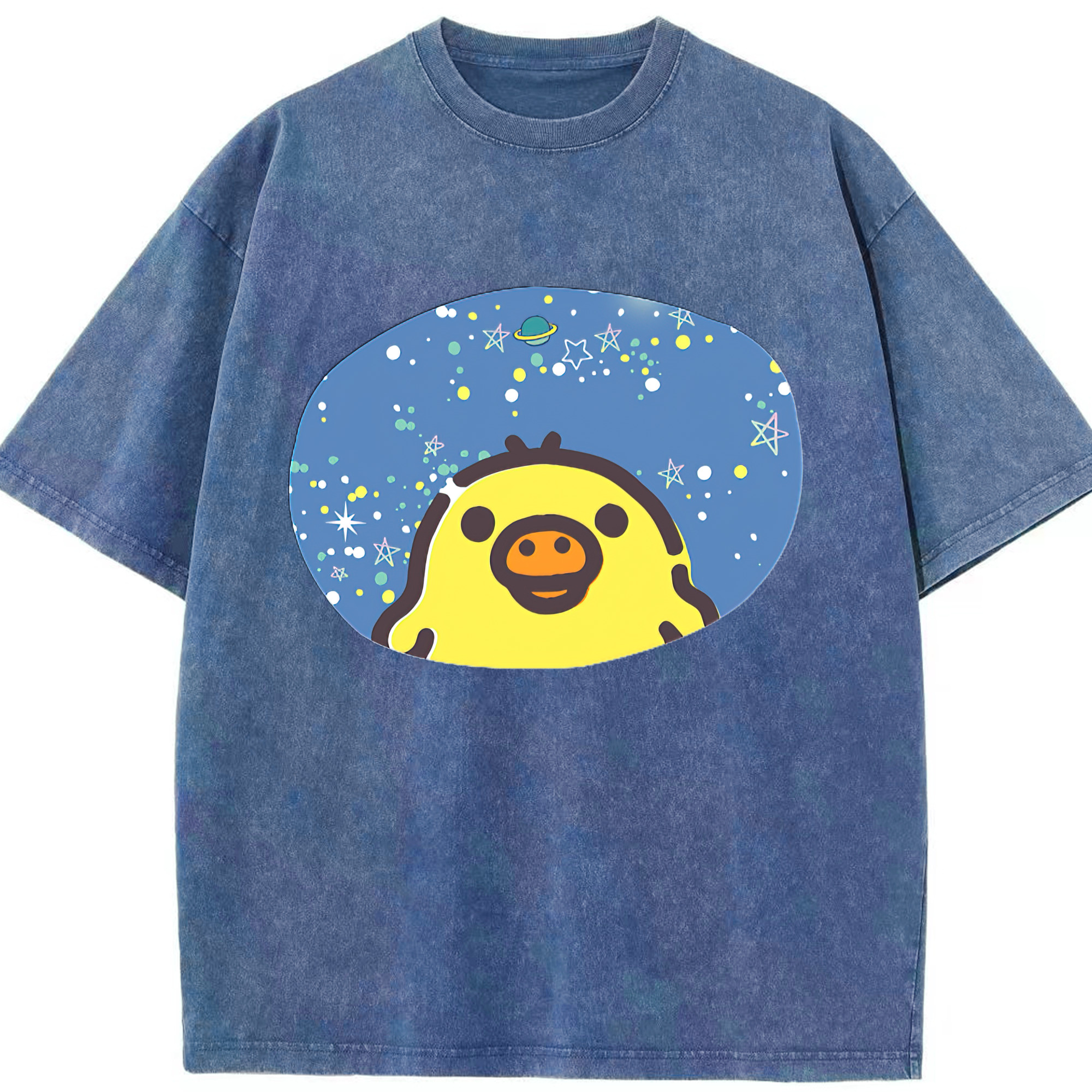 （画像用） リラックマ リラックマ キイロイトリ Rilakkuma Korilakkuma Kiiroitori 綿100% ヴィンテージ風 半袖Tシャツ（フロントプリント）