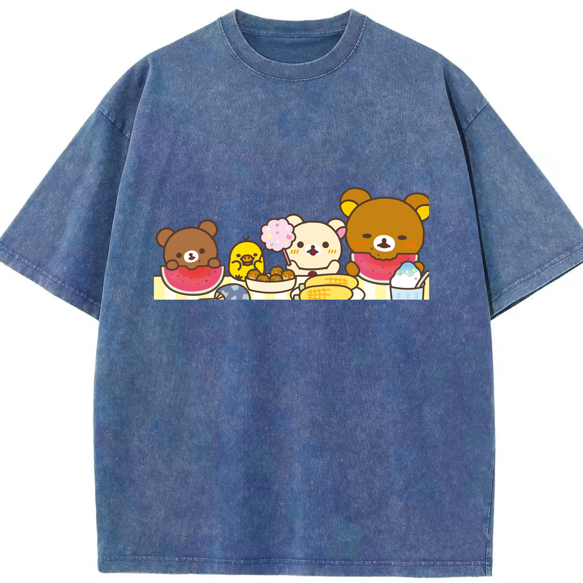 （画像用） リラックマ リラックマ キイロイトリ Rilakkuma Korilakkuma Kiiroitori 綿100% ヴィンテージ風 半袖Tシャツ（フロントプリント）