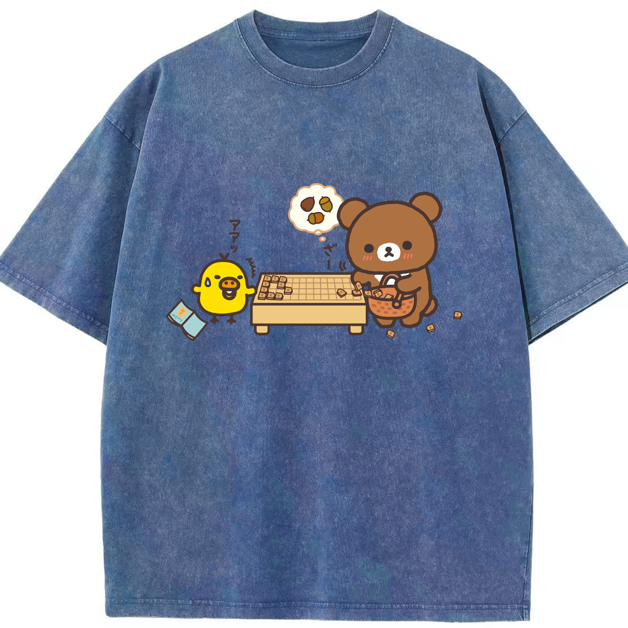 （画像用） リラックマ リラックマ キイロイトリ Rilakkuma Korilakkuma Kiiroitori 綿100% ヴィンテージ風 半袖Tシャツ（フロントプリント）