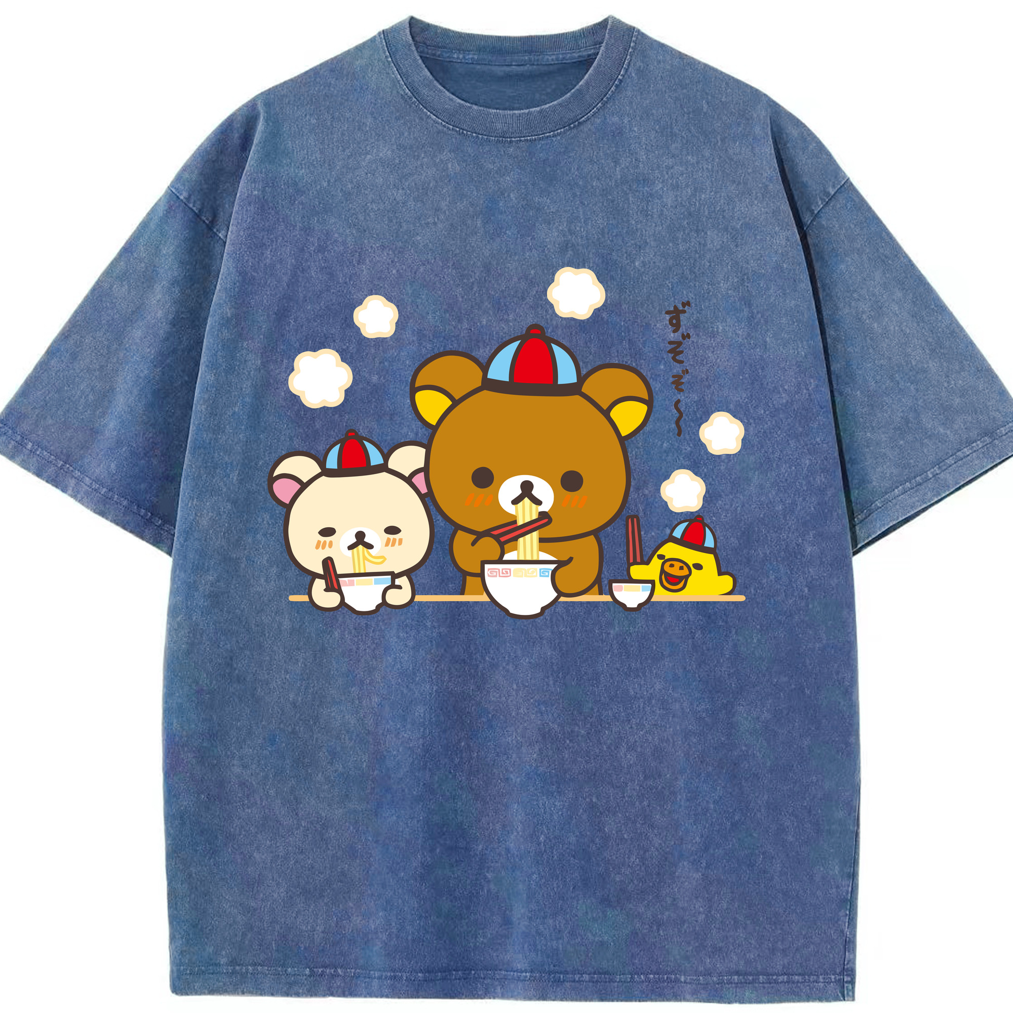 （画像用） リラックマ リラックマ キイロイトリ Rilakkuma Korilakkuma Kiiroitori 綿100% ヴィンテージ風 半袖Tシャツ（フロントプリント）