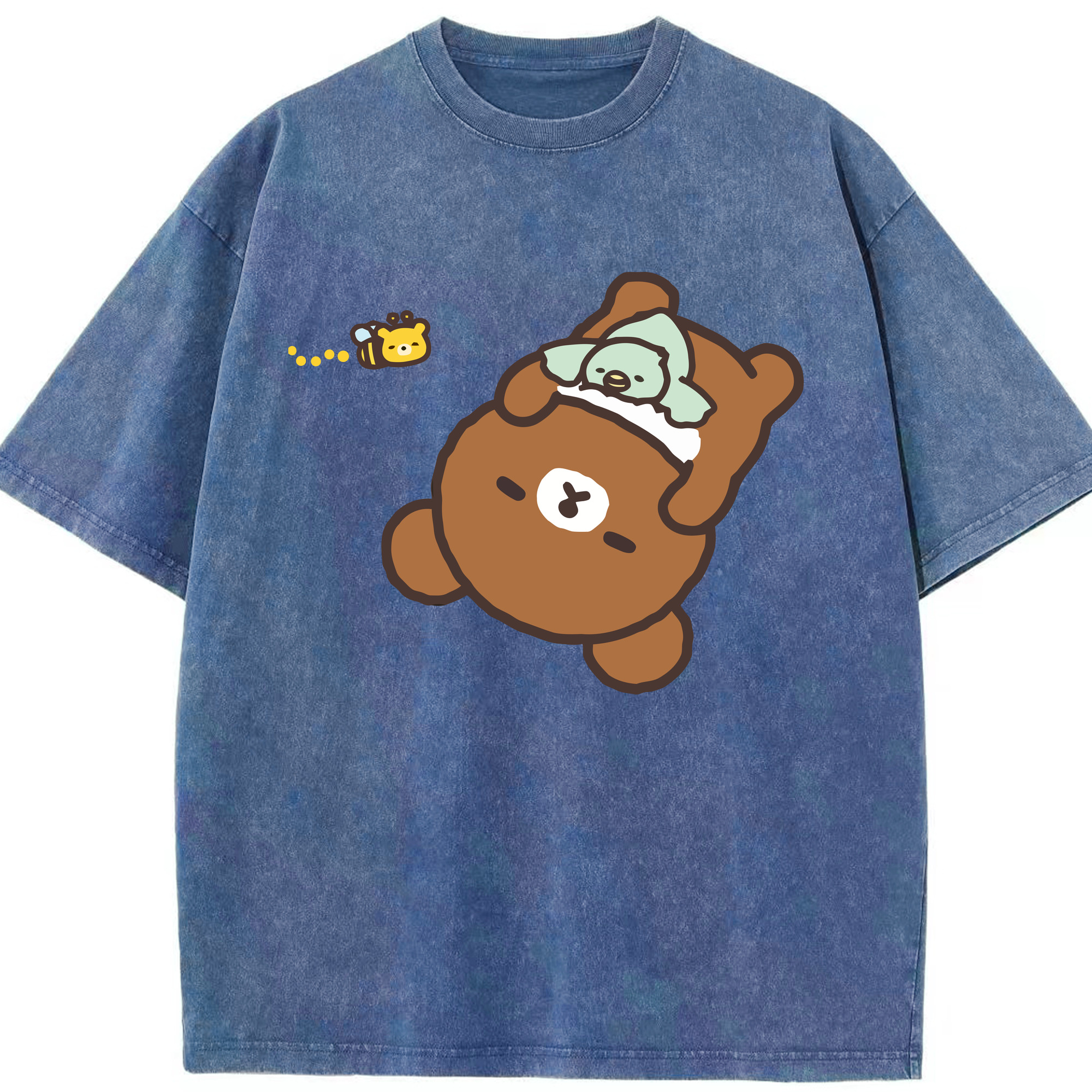 （画像用） リラックマ リラックマ キイロイトリ Rilakkuma Korilakkuma Kiiroitori 綿100% ヴィンテージ風 半袖Tシャツ（フロントプリント）