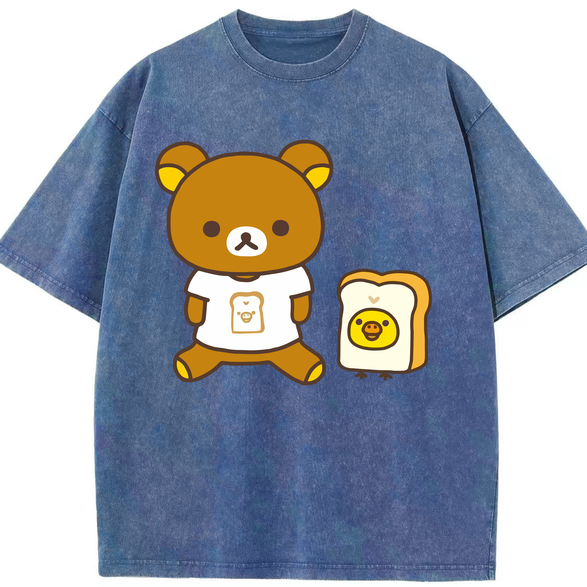 （画像用） リラックマ リラックマ キイロイトリ Rilakkuma Korilakkuma Kiiroitori 綿100% ヴィンテージ風 半袖Tシャツ（フロントプリント）