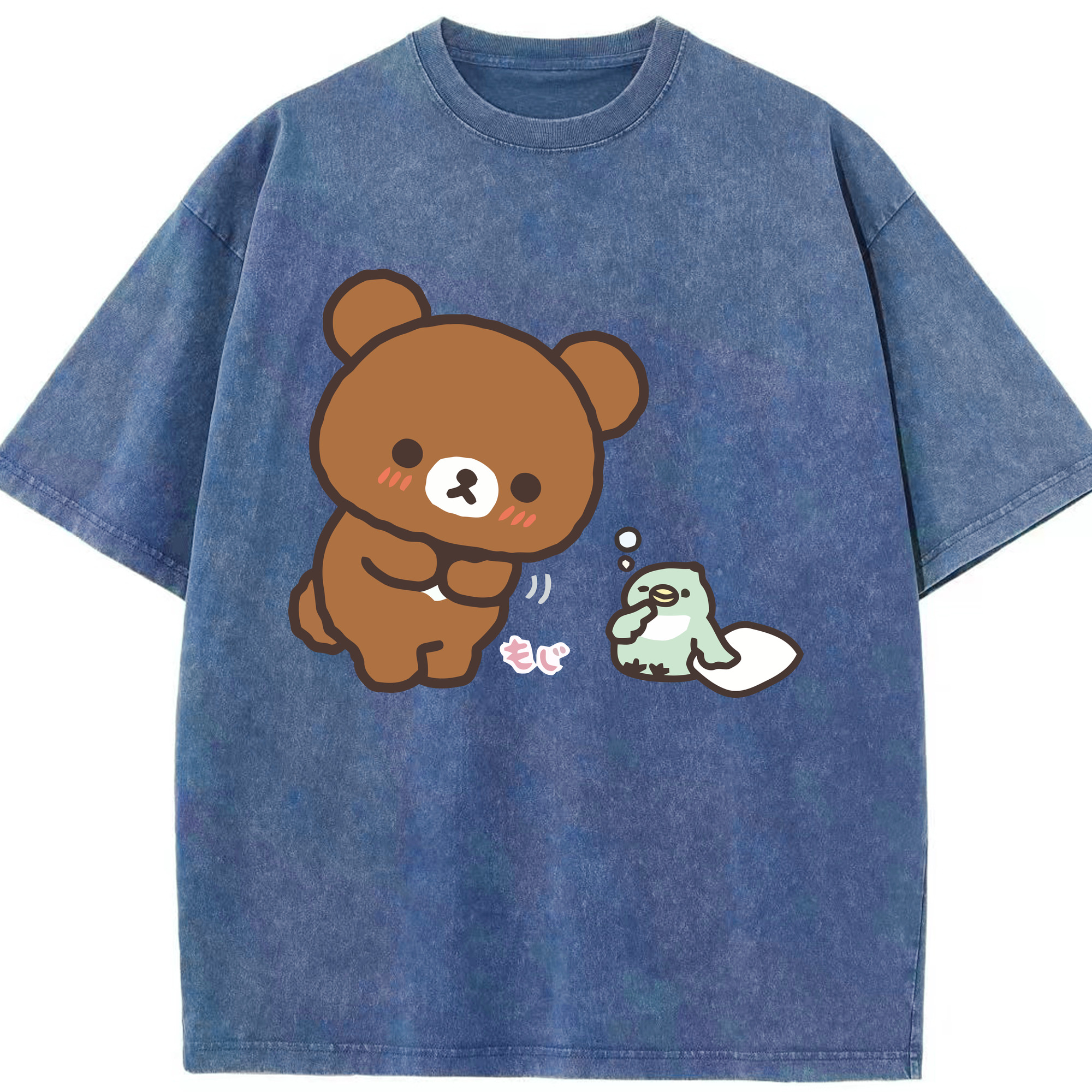 （画像用） リラックマ リラックマ キイロイトリ Rilakkuma Korilakkuma Kiiroitori 綿100% ヴィンテージ風 半袖Tシャツ（フロントプリント）