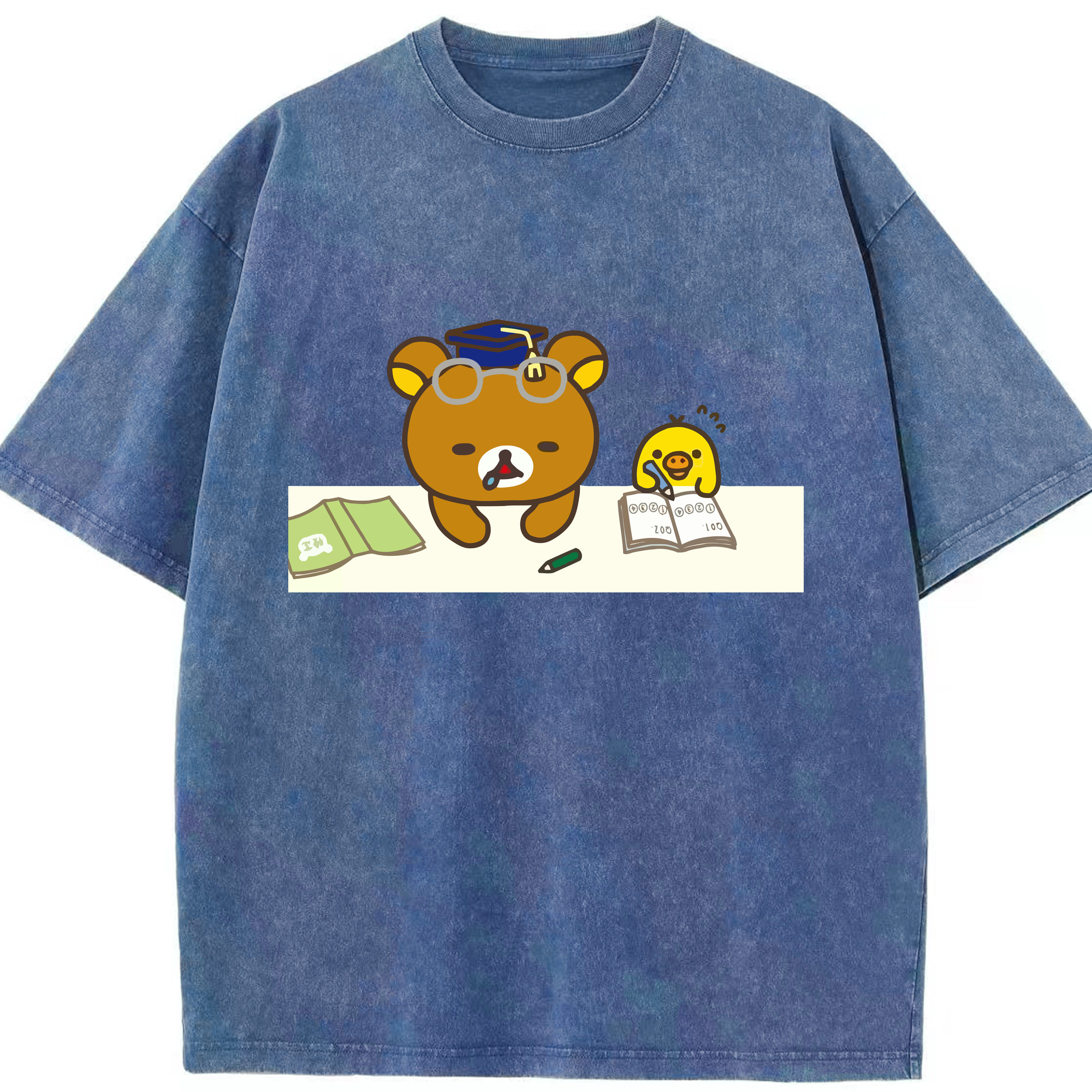 （画像用） リラックマ リラックマ キイロイトリ Rilakkuma Korilakkuma Kiiroitori 綿100% ヴィンテージ風 半袖Tシャツ（フロントプリント）