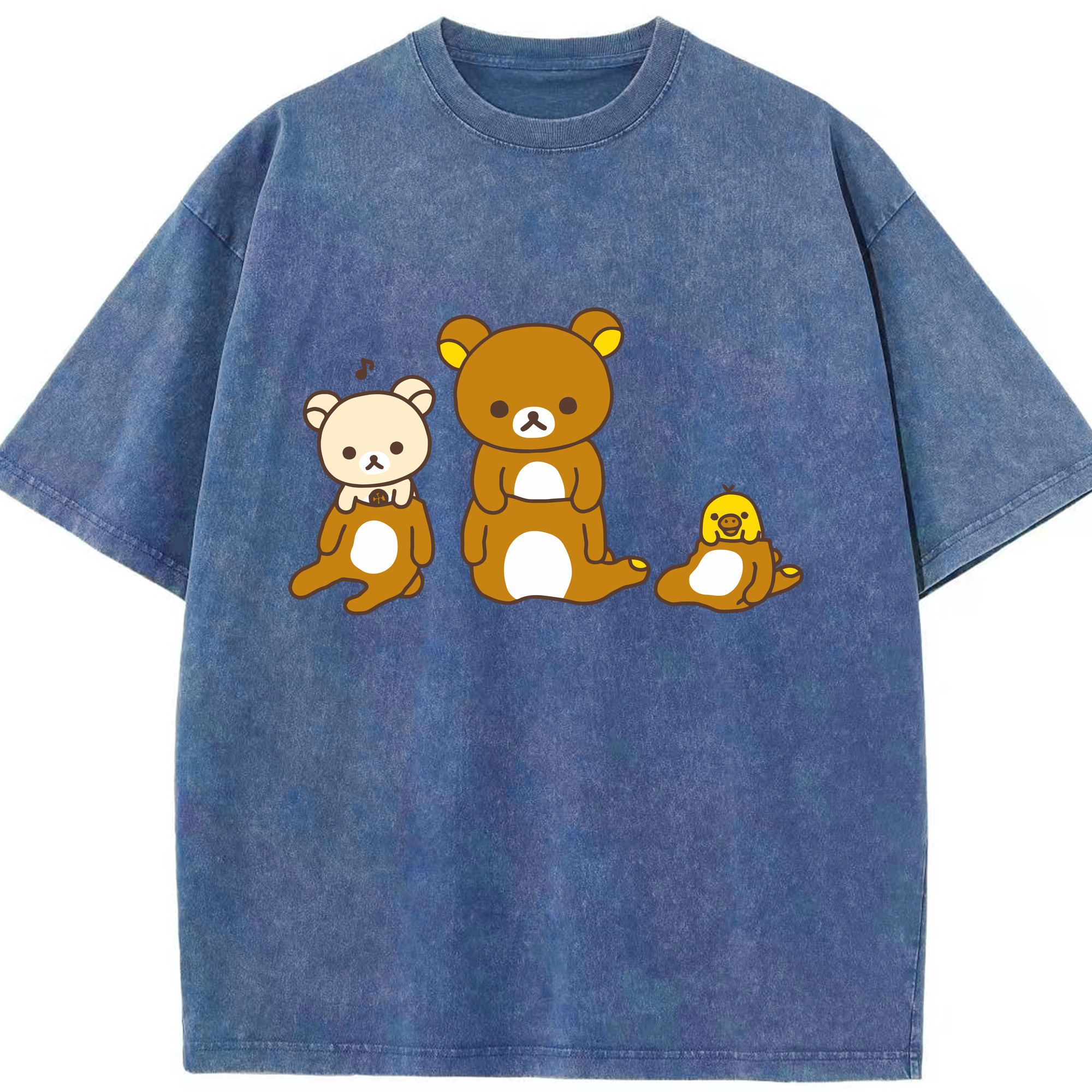（画像用） リラックマ リラックマ キイロイトリ Rilakkuma Korilakkuma Kiiroitori 綿100% ヴィンテージ風 半袖Tシャツ（フロントプリント）