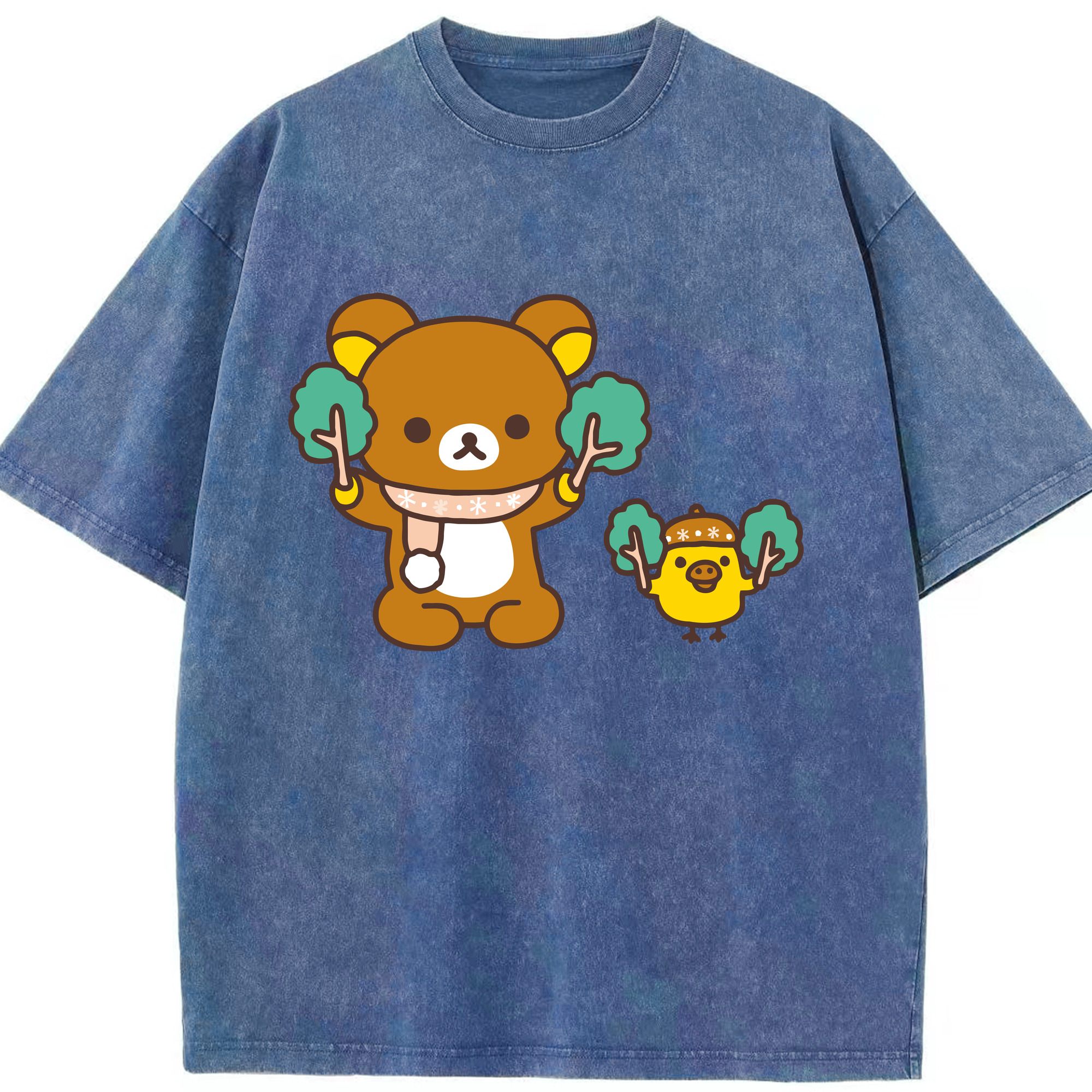 （画像用） リラックマ リラックマ キイロイトリ Rilakkuma Korilakkuma Kiiroitori 綿100% ヴィンテージ風 半袖Tシャツ（フロントプリント）