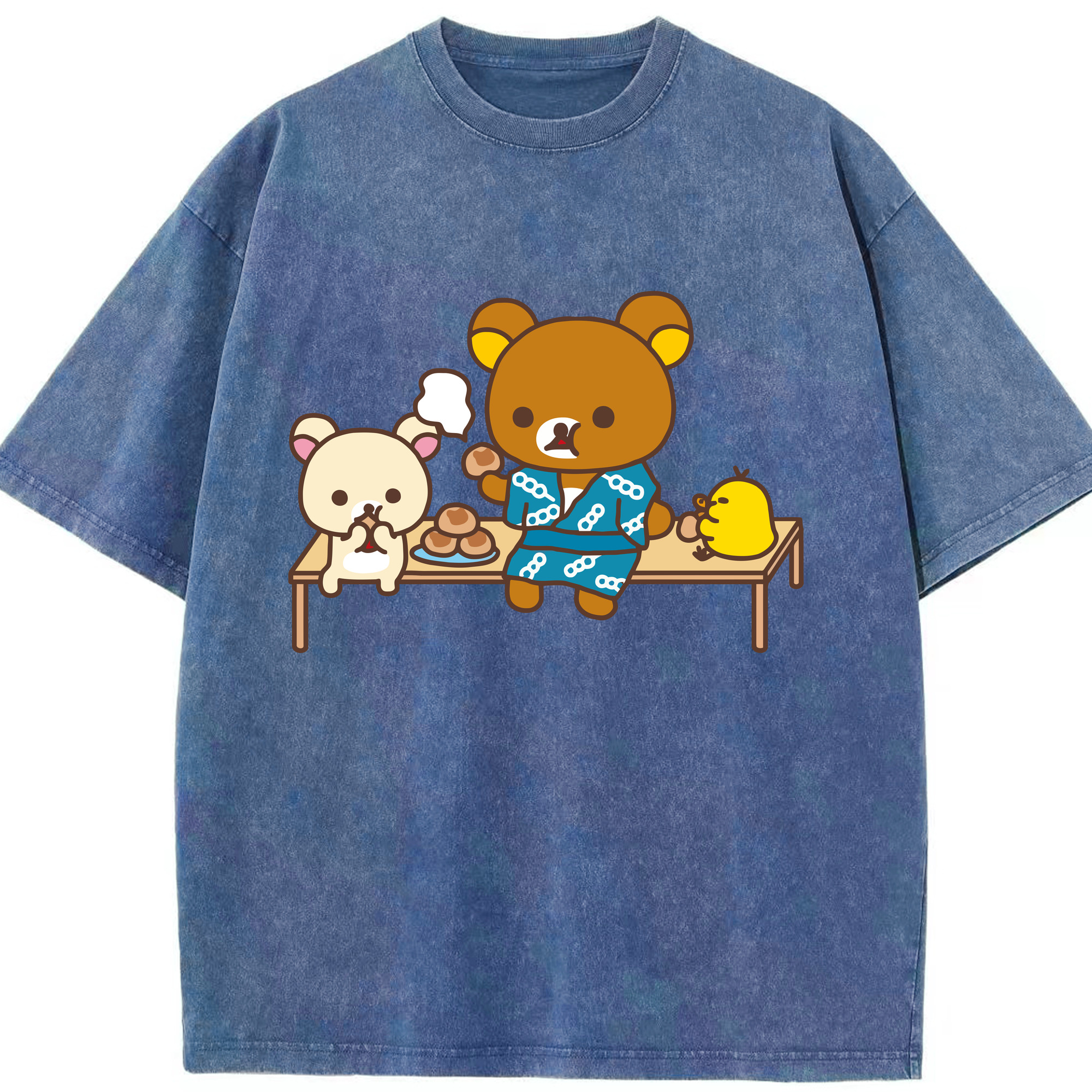 （画像用） リラックマ リラックマ キイロイトリ Rilakkuma Korilakkuma Kiiroitori 綿100% ヴィンテージ風 半袖Tシャツ（フロントプリント）