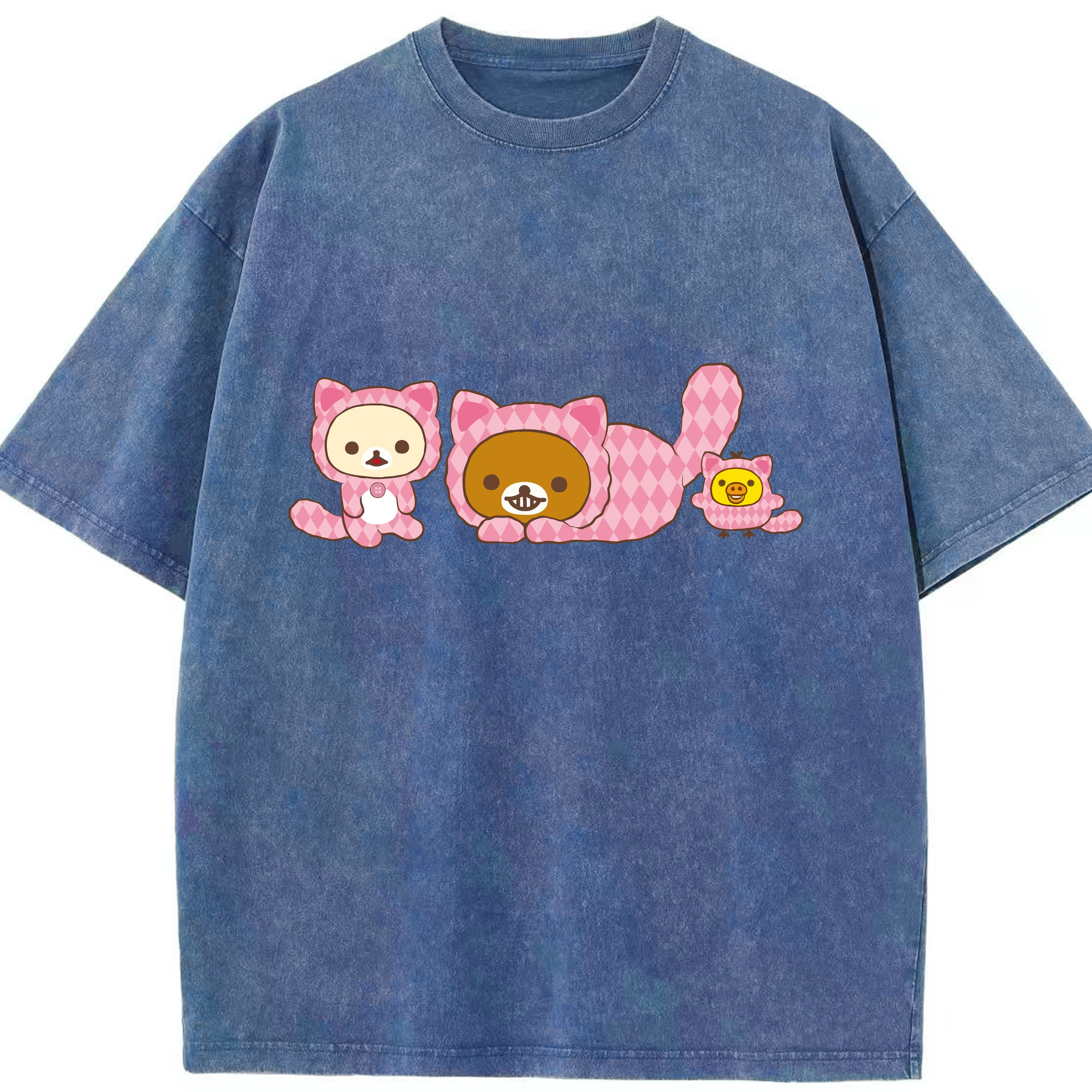 （画像用） リラックマ リラックマ キイロイトリ Rilakkuma Korilakkuma Kiiroitori 綿100% ヴィンテージ風 半袖Tシャツ（フロントプリント）