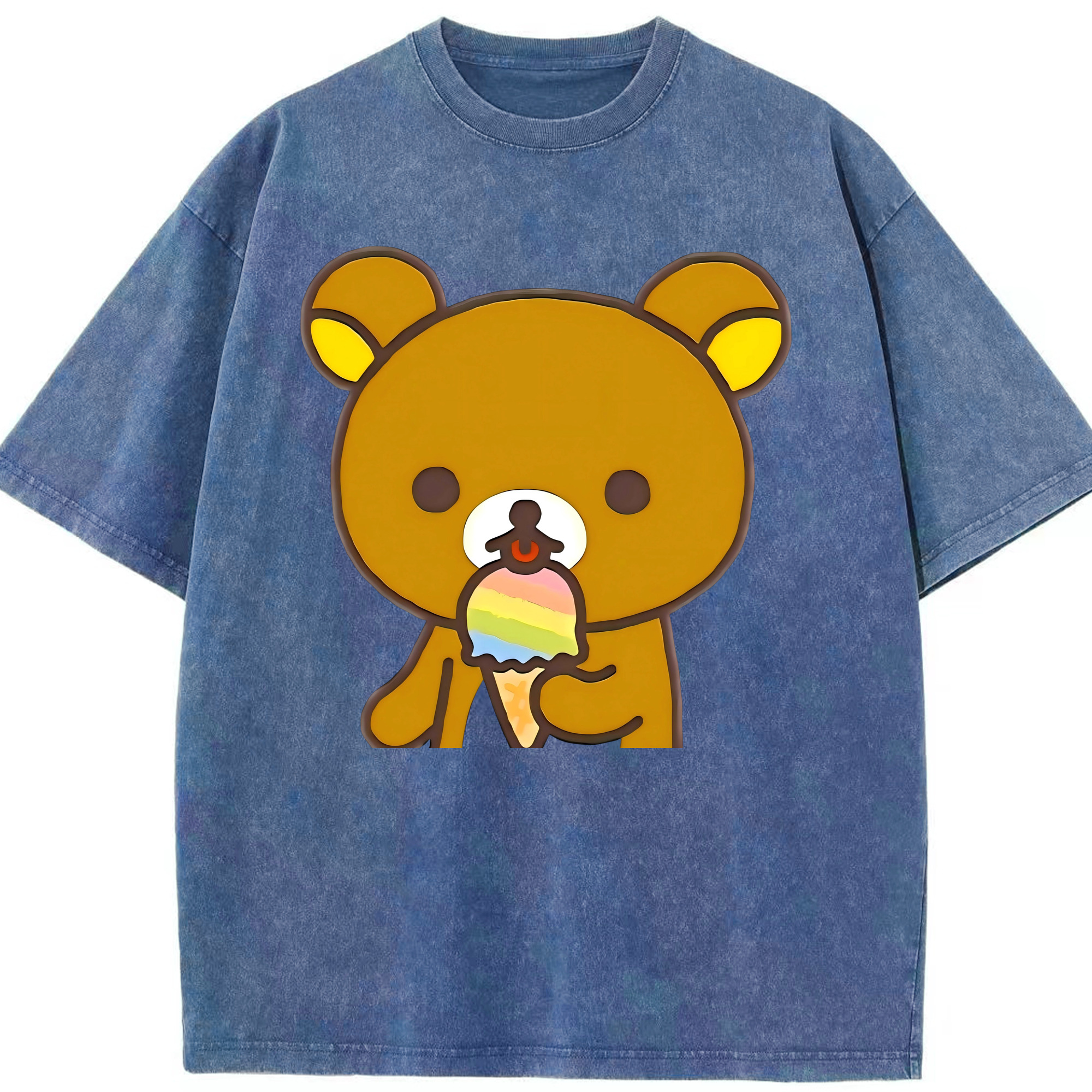 （画像用） リラックマ リラックマ キイロイトリ Rilakkuma Korilakkuma Kiiroitori 綿100% ヴィンテージ風 半袖Tシャツ（フロントプリント）