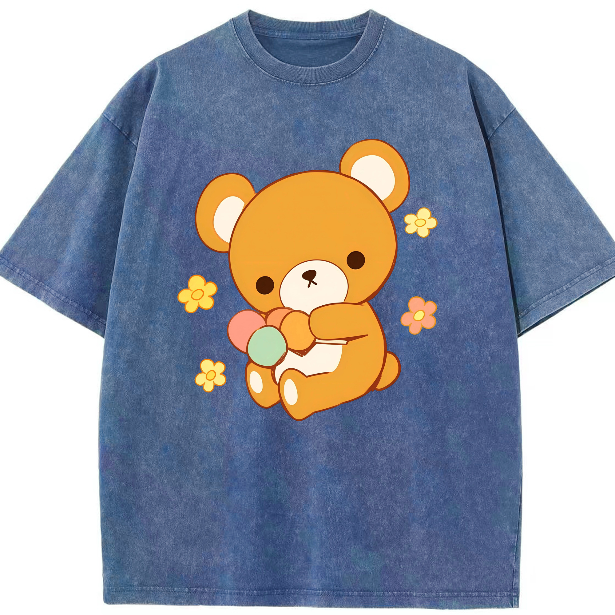 （画像用） リラックマ リラックマ キイロイトリ Rilakkuma Korilakkuma Kiiroitori 綿100% ヴィンテージ風 半袖Tシャツ（フロントプリント）