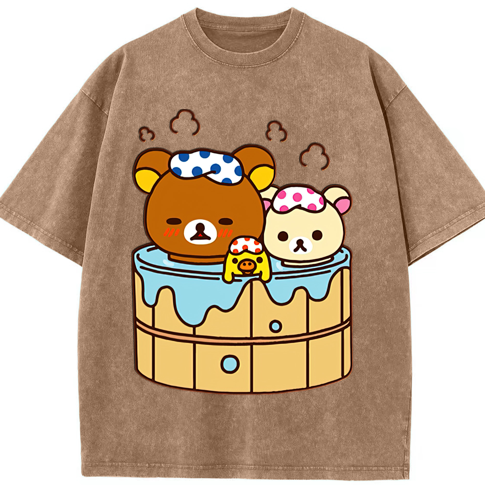 （画像用） リラックマ リラックマ キイロイトリ Rilakkuma Korilakkuma Kiiroitori 綿100% ヴィンテージ風 半袖Tシャツ（フロントプリント）