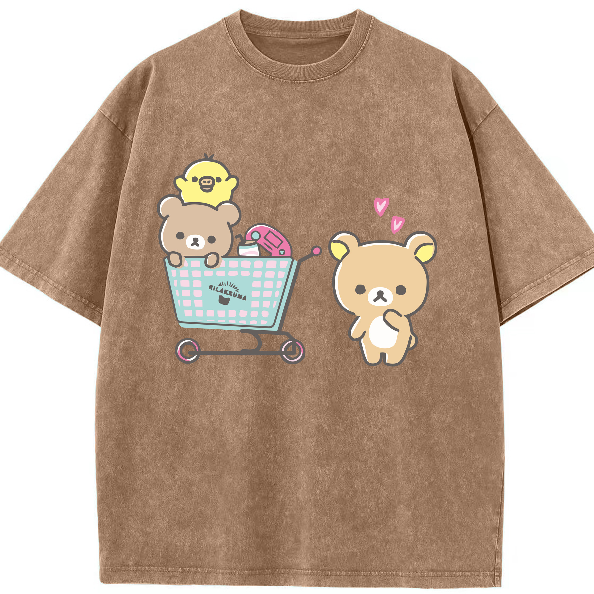 （画像用） リラックマ リラックマ キイロイトリ Rilakkuma Korilakkuma Kiiroitori 綿100% ヴィンテージ風 半袖Tシャツ（フロントプリント）