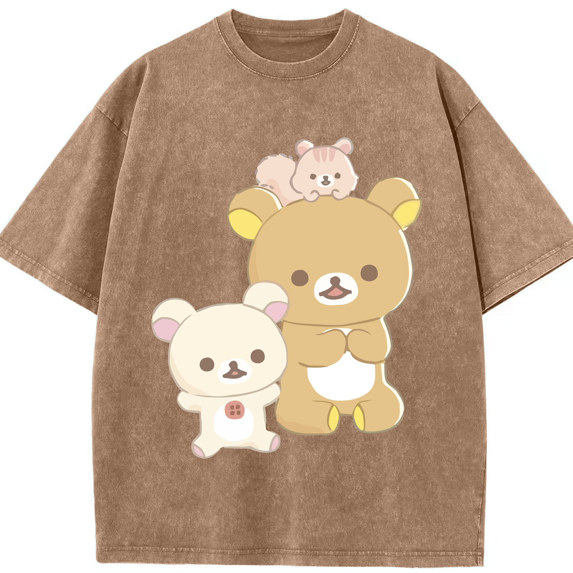 （画像用） リラックマ リラックマ キイロイトリ Rilakkuma Korilakkuma Kiiroitori 綿100% ヴィンテージ風 半袖Tシャツ（フロントプリント）