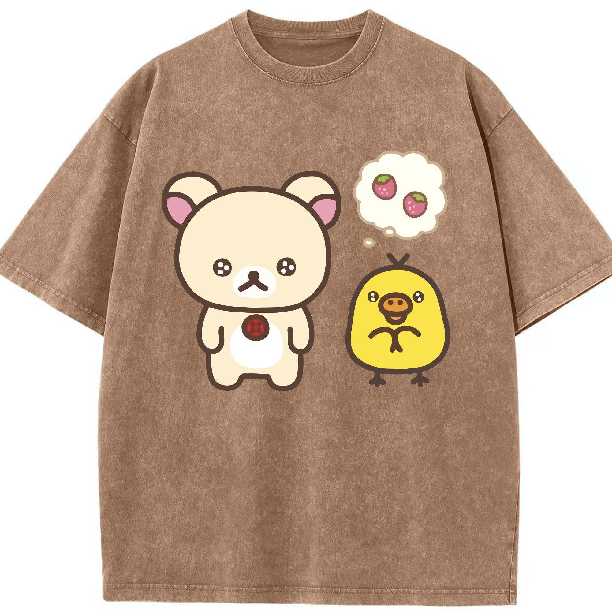 （画像用） リラックマ リラックマ キイロイトリ Rilakkuma Korilakkuma Kiiroitori 綿100% ヴィンテージ風 半袖Tシャツ（フロントプリント）