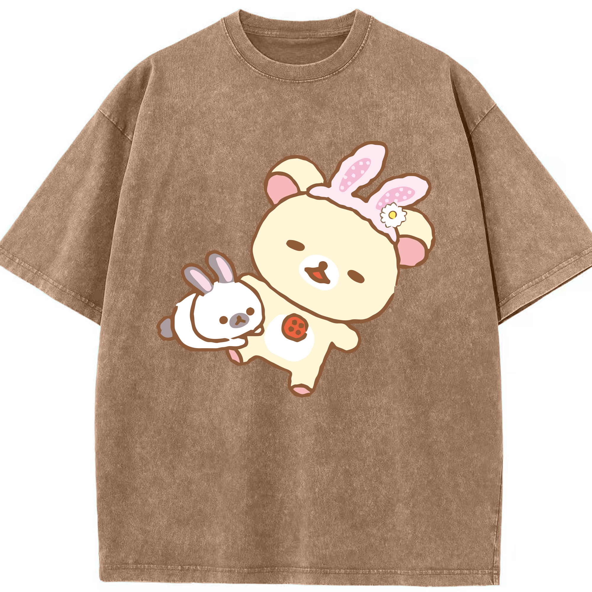（画像用） リラックマ リラックマ キイロイトリ Rilakkuma Korilakkuma Kiiroitori 綿100% ヴィンテージ風 半袖Tシャツ（フロントプリント）