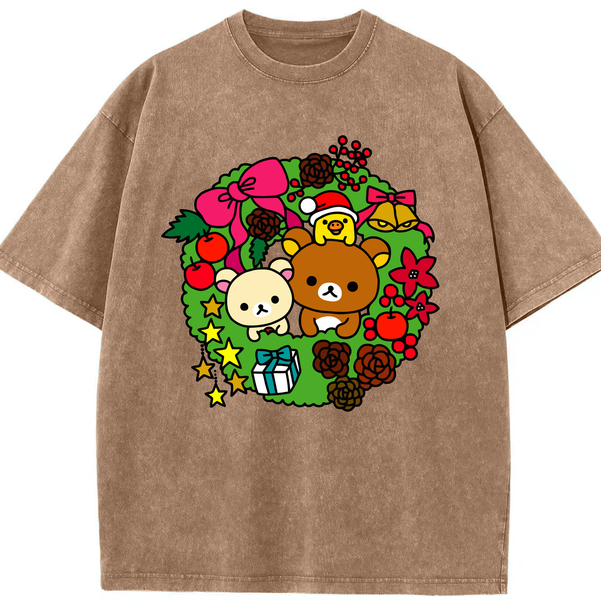 （画像用） リラックマ リラックマ キイロイトリ Rilakkuma Korilakkuma Kiiroitori 綿100% ヴィンテージ風 半袖Tシャツ（フロントプリント）