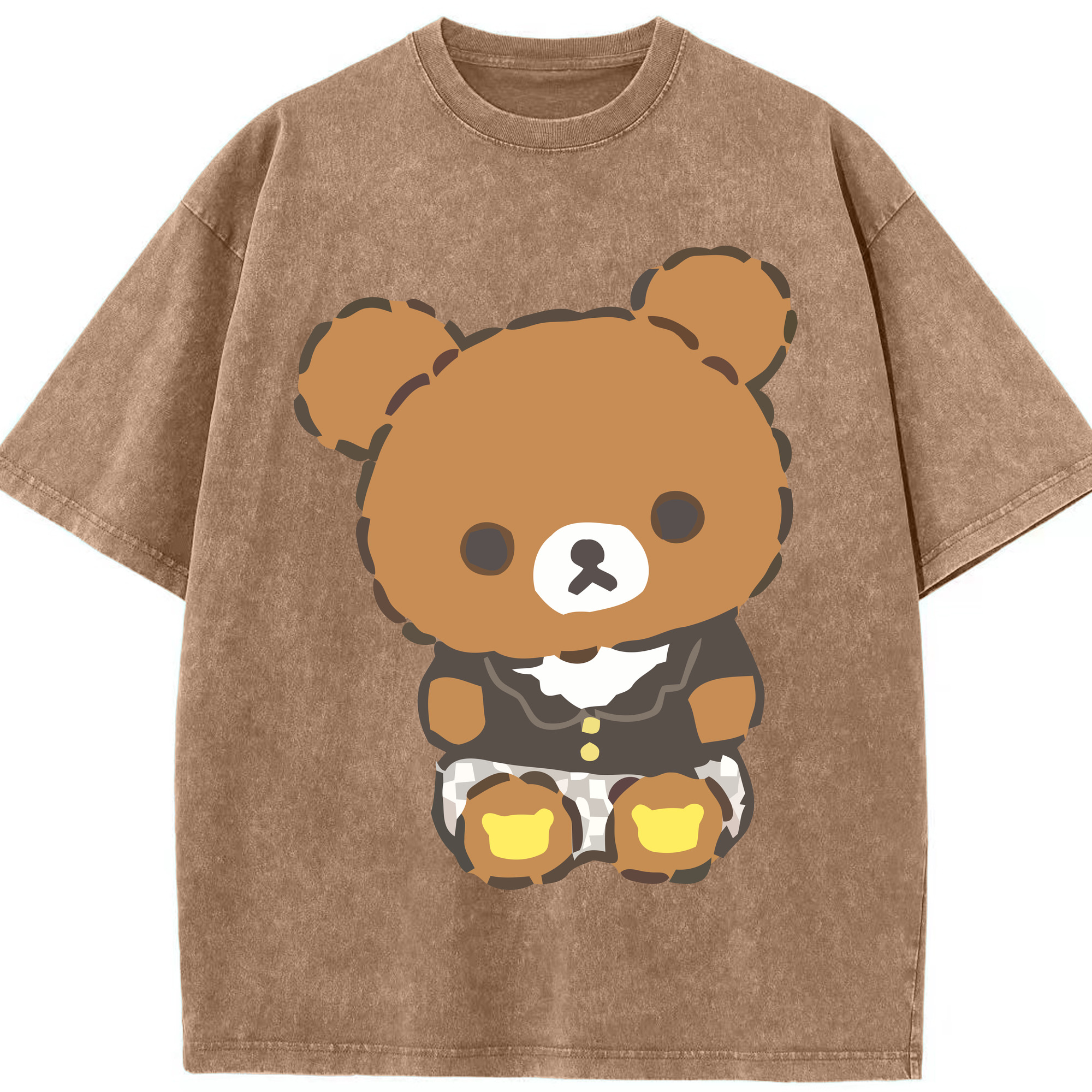 （画像用） リラックマ リラックマ キイロイトリ Rilakkuma Korilakkuma Kiiroitori 綿100% ヴィンテージ風 半袖Tシャツ（フロントプリント）