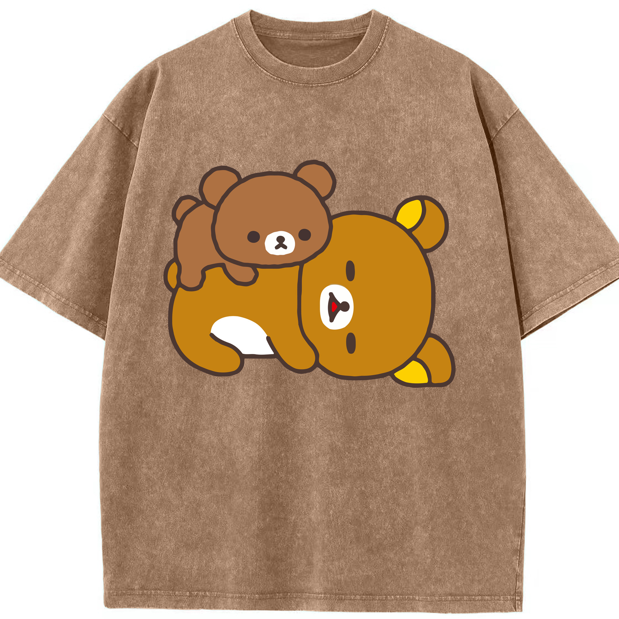 （画像用） リラックマ リラックマ キイロイトリ Rilakkuma Korilakkuma Kiiroitori 綿100% ヴィンテージ風 半袖Tシャツ（フロントプリント）