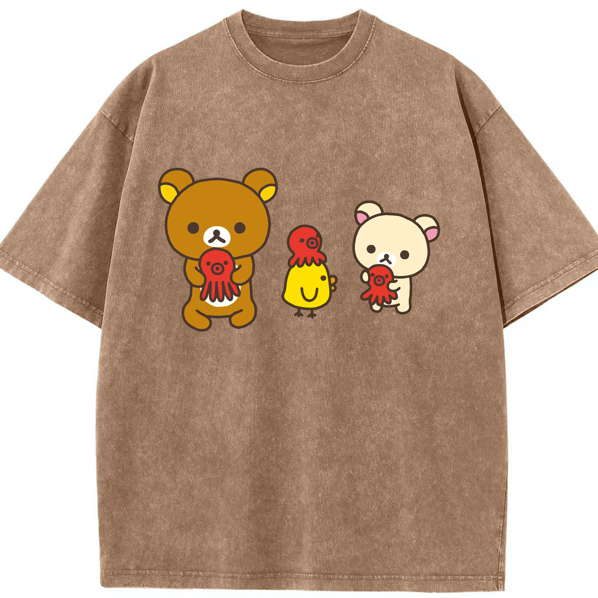 （画像用） リラックマ リラックマ キイロイトリ Rilakkuma Korilakkuma Kiiroitori 綿100% ヴィンテージ風 半袖Tシャツ（フロントプリント）