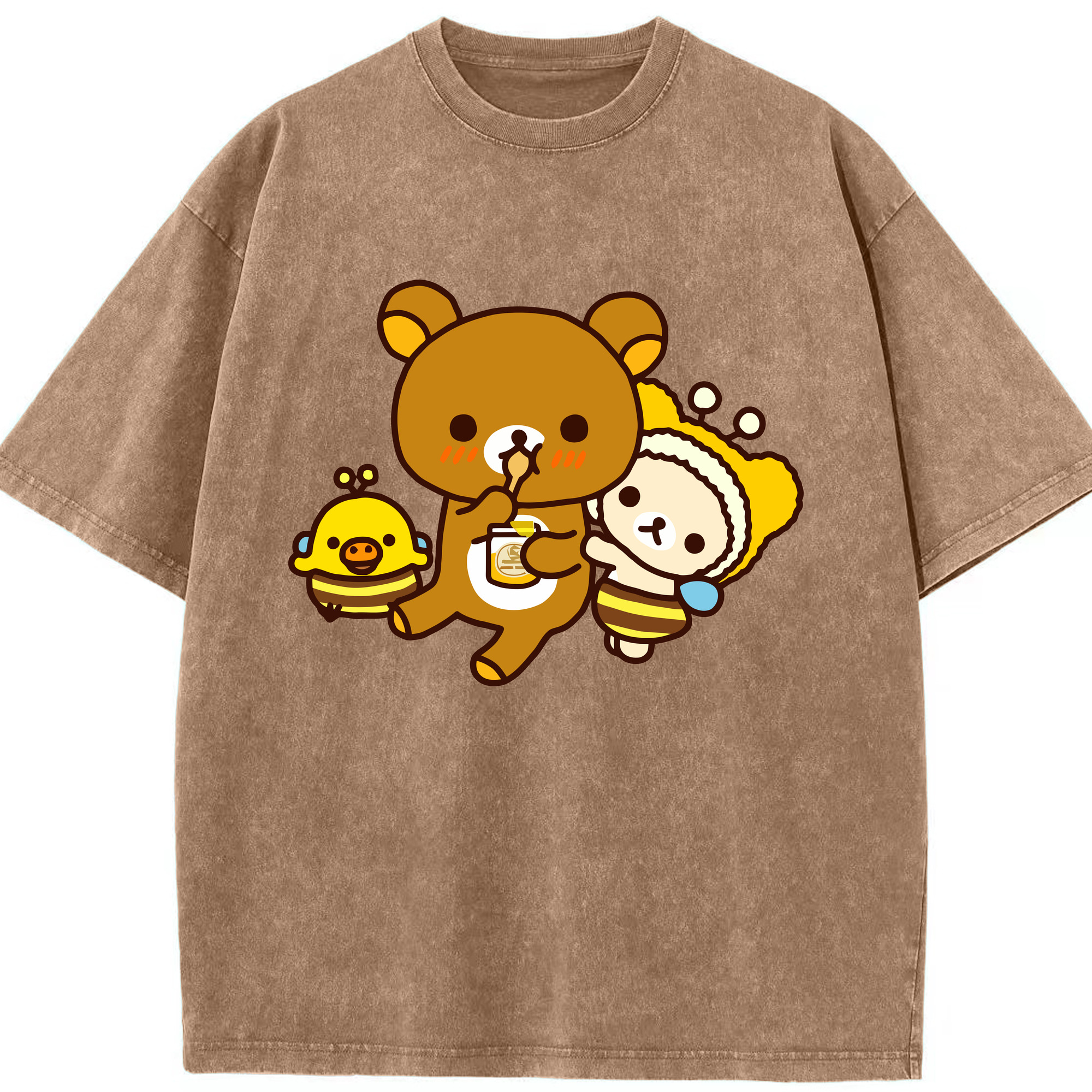 （画像用） リラックマ リラックマ キイロイトリ Rilakkuma Korilakkuma Kiiroitori 綿100% ヴィンテージ風 半袖Tシャツ（フロントプリント）