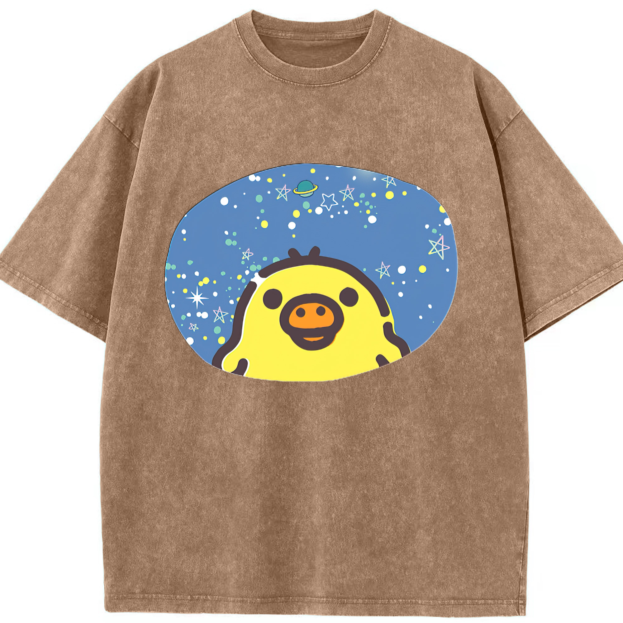 （画像用） リラックマ リラックマ キイロイトリ Rilakkuma Korilakkuma Kiiroitori 綿100% ヴィンテージ風 半袖Tシャツ（フロントプリント）