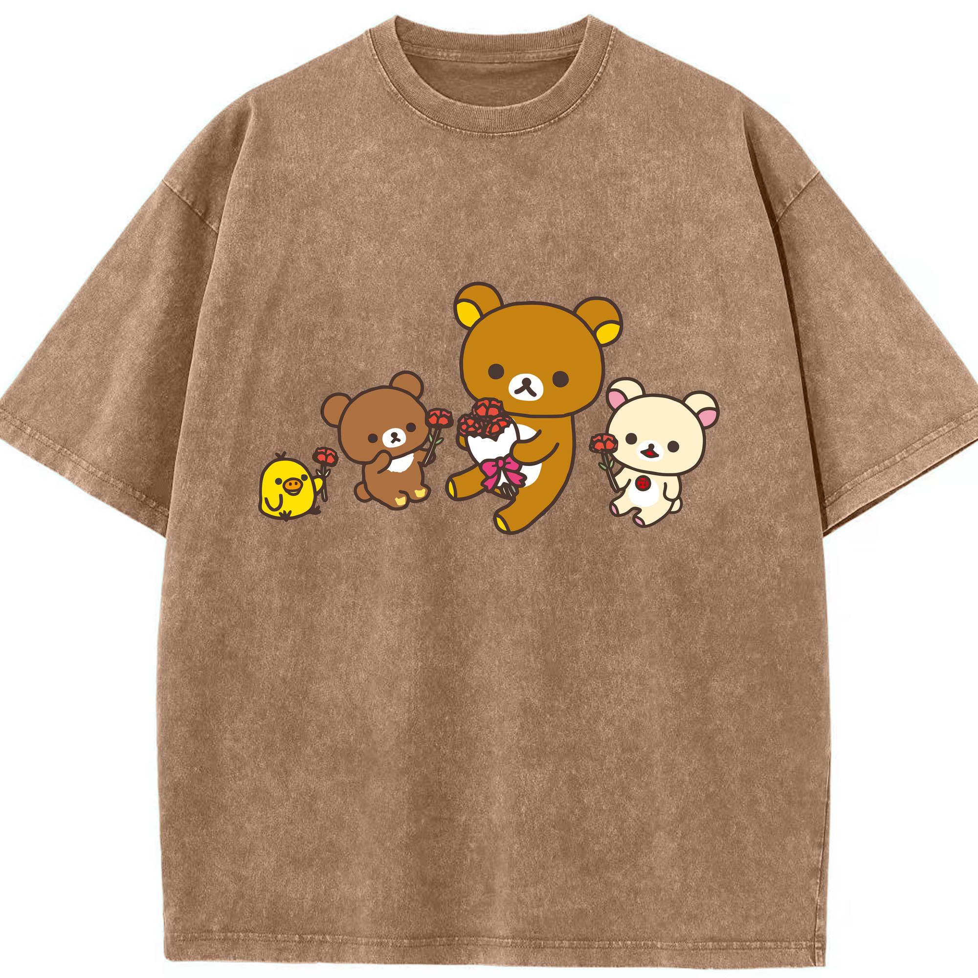リラックマ リラックマ キイロイトリ Rilakkuma Korilakkuma Kiiroitori 綿100% ヴィンテージ風 半袖Tシャツ（フロントプリント）