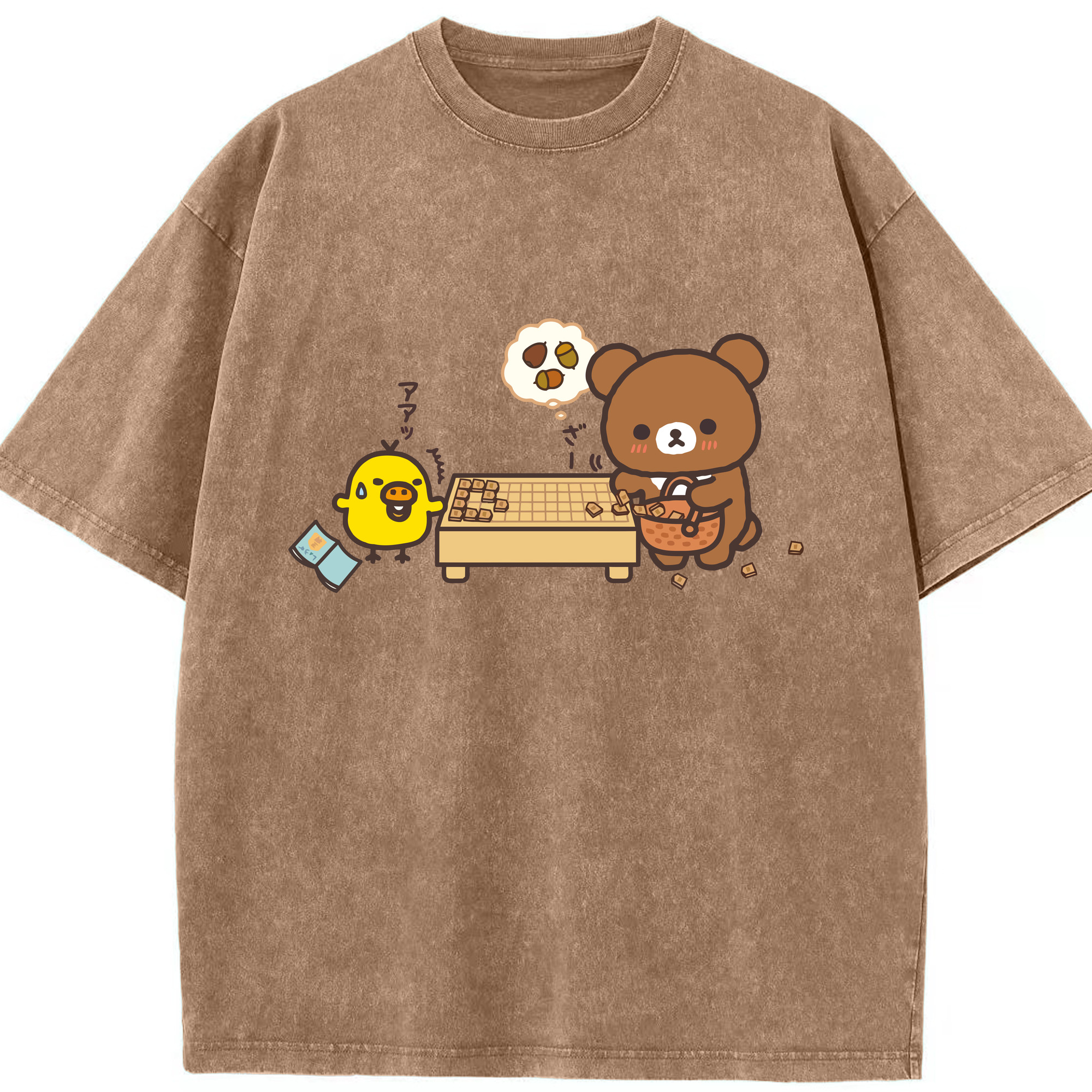 （画像用） リラックマ リラックマ キイロイトリ Rilakkuma Korilakkuma Kiiroitori 綿100% ヴィンテージ風 半袖Tシャツ（フロントプリント）