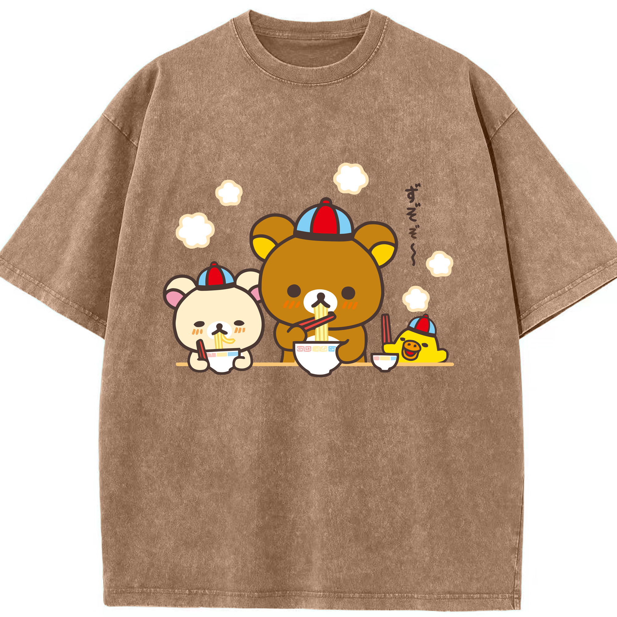 （画像用） リラックマ リラックマ キイロイトリ Rilakkuma Korilakkuma Kiiroitori 綿100% ヴィンテージ風 半袖Tシャツ（フロントプリント）