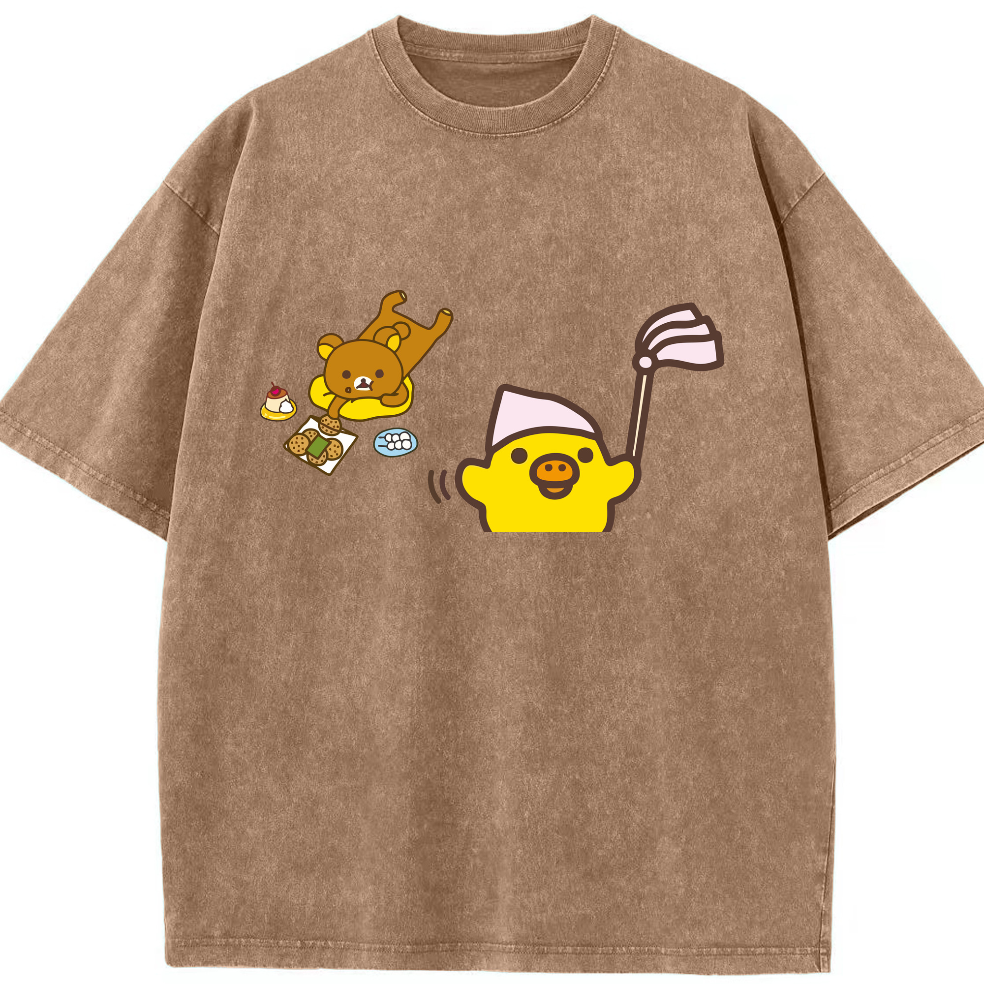 （画像用） リラックマ リラックマ キイロイトリ Rilakkuma Korilakkuma Kiiroitori 綿100% ヴィンテージ風 半袖Tシャツ（フロントプリント）