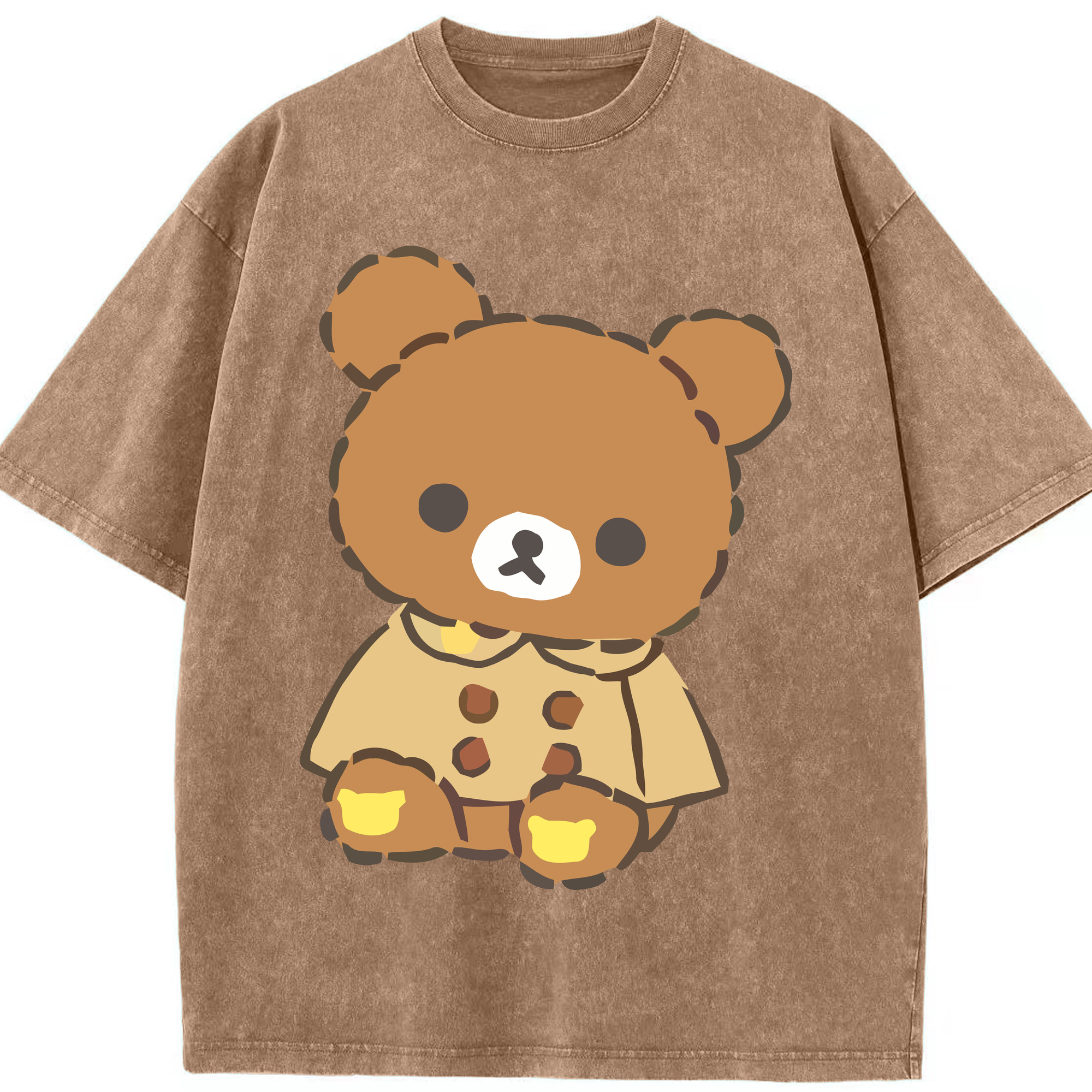 （画像用） リラックマ リラックマ キイロイトリ Rilakkuma Korilakkuma Kiiroitori 綿100% ヴィンテージ風 半袖Tシャツ（フロントプリント）