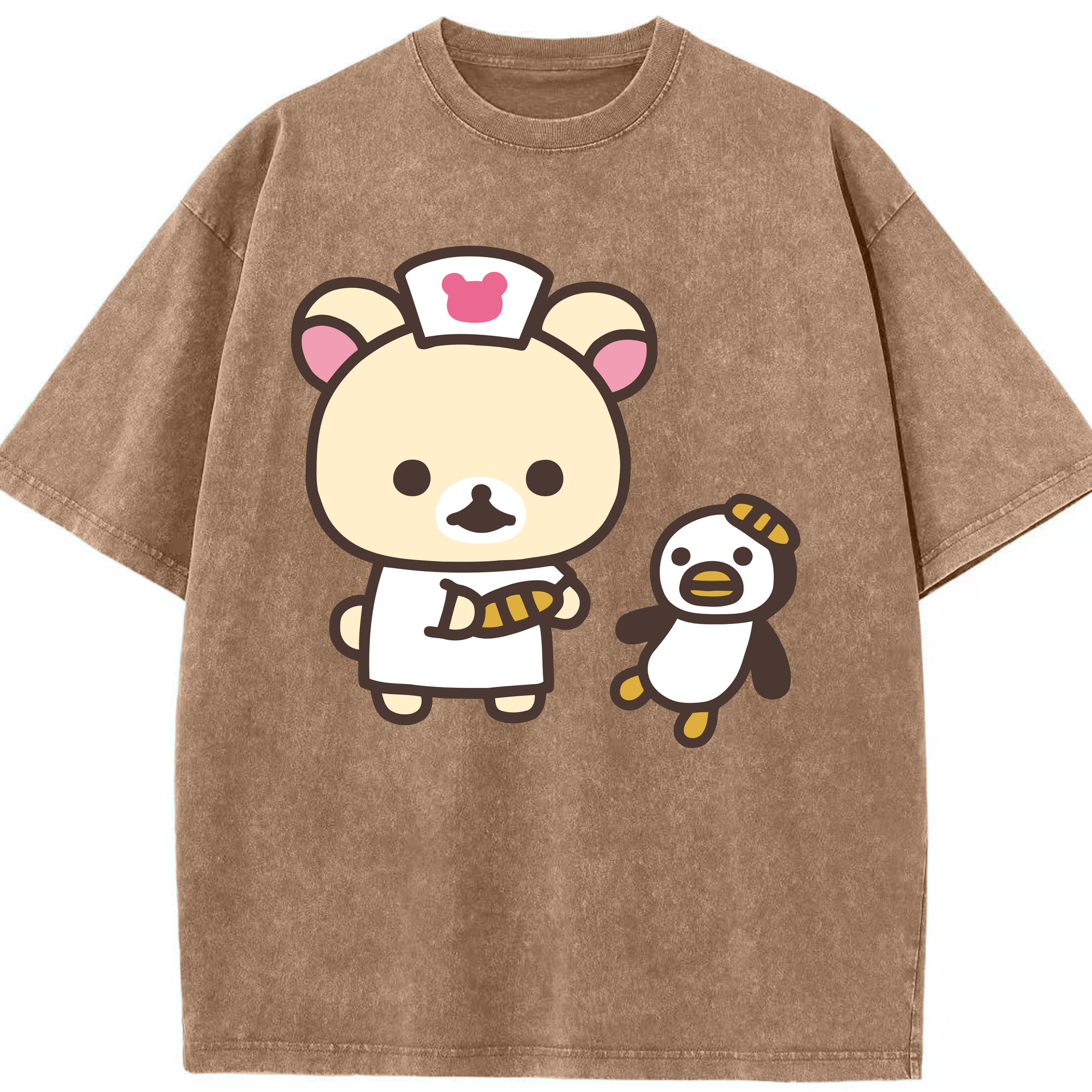 （画像用） リラックマ リラックマ キイロイトリ Rilakkuma Korilakkuma Kiiroitori 綿100% ヴィンテージ風 半袖Tシャツ（フロントプリント）