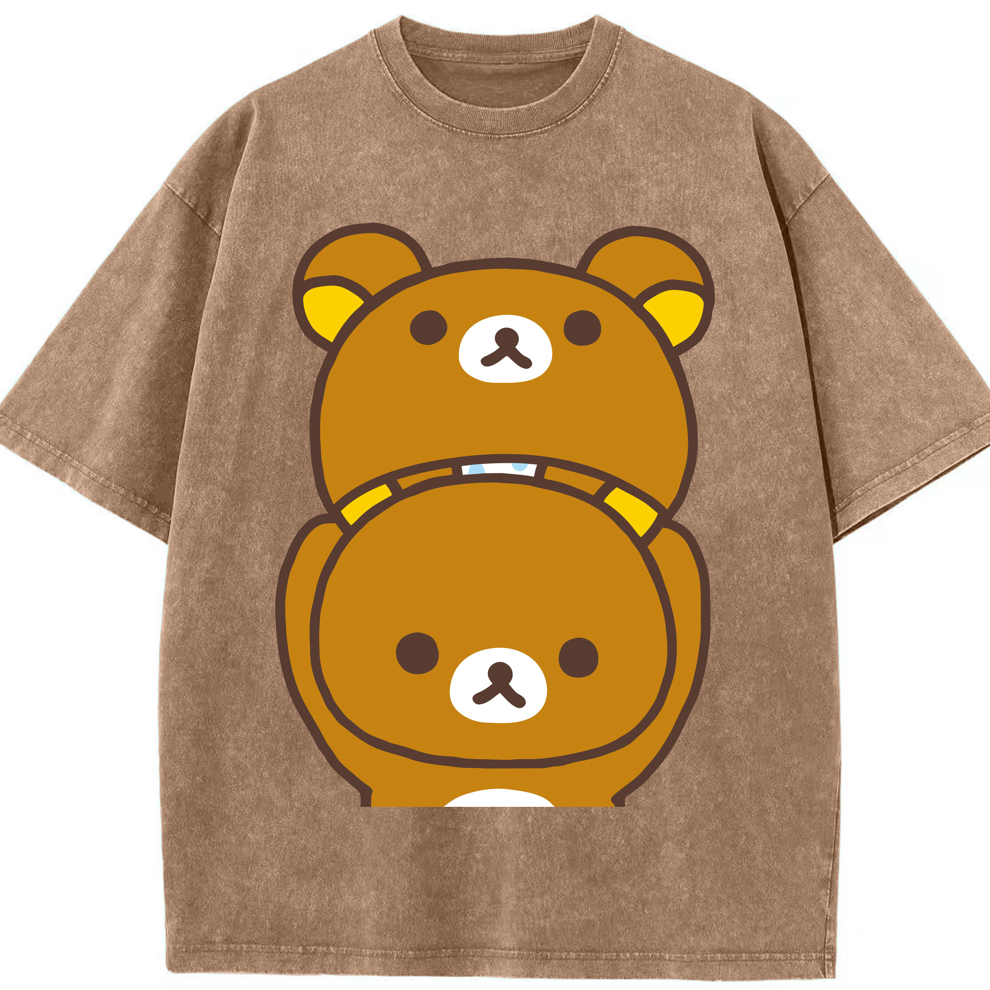 （画像用） リラックマ リラックマ キイロイトリ Rilakkuma Korilakkuma Kiiroitori 綿100% ヴィンテージ風 半袖Tシャツ（フロントプリント）