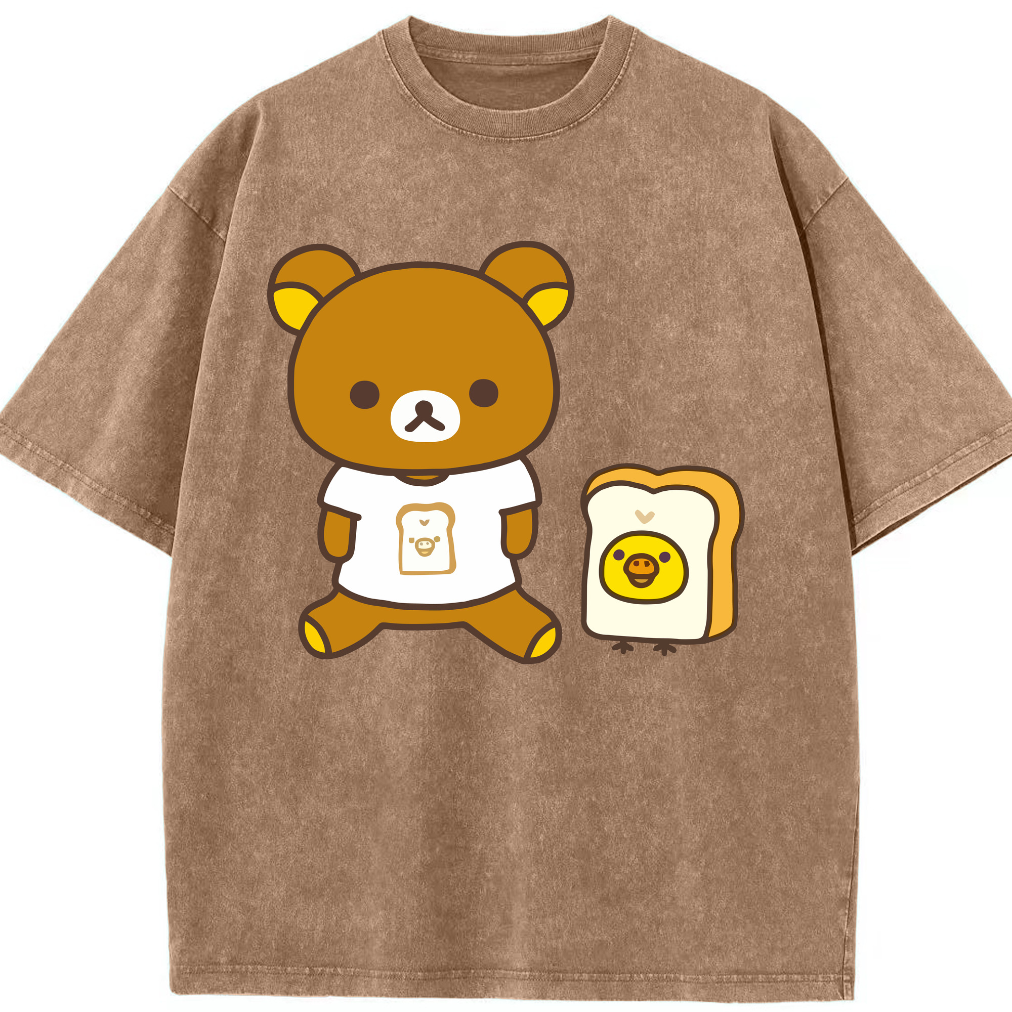 （画像用） リラックマ リラックマ キイロイトリ Rilakkuma Korilakkuma Kiiroitori 綿100% ヴィンテージ風 半袖Tシャツ（フロントプリント）