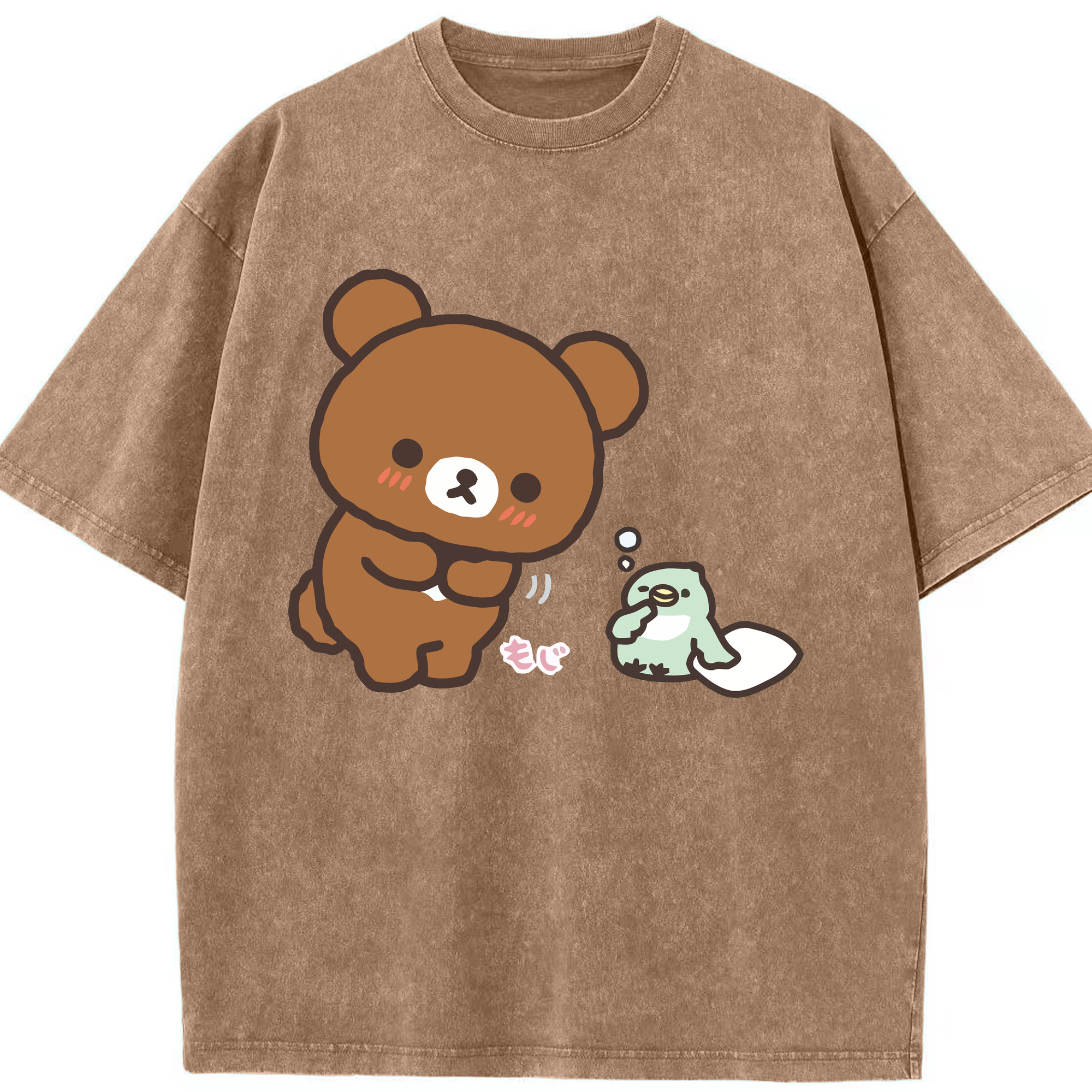 （画像用） リラックマ リラックマ キイロイトリ Rilakkuma Korilakkuma Kiiroitori 綿100% ヴィンテージ風 半袖Tシャツ（フロントプリント）