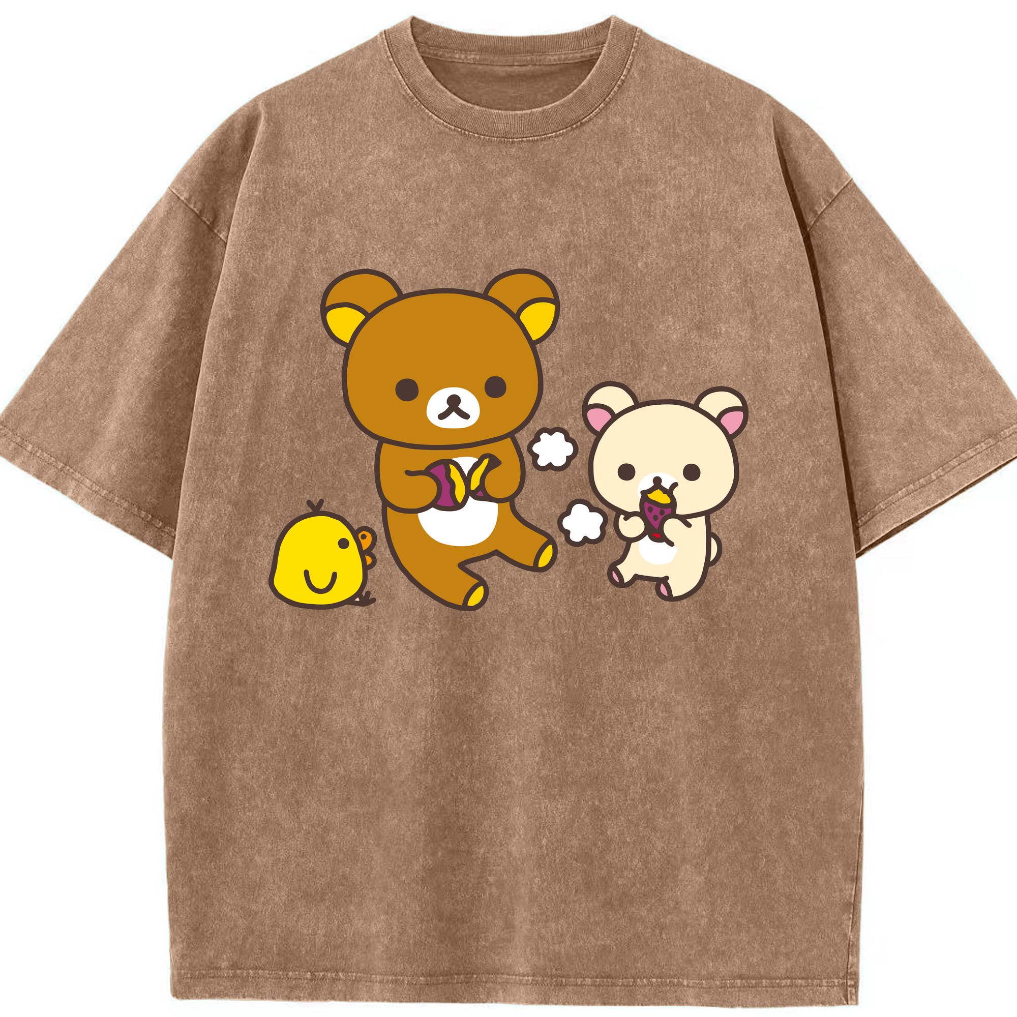 （画像用） リラックマ リラックマ キイロイトリ Rilakkuma Korilakkuma Kiiroitori 綿100% ヴィンテージ風 半袖Tシャツ（フロントプリント）
