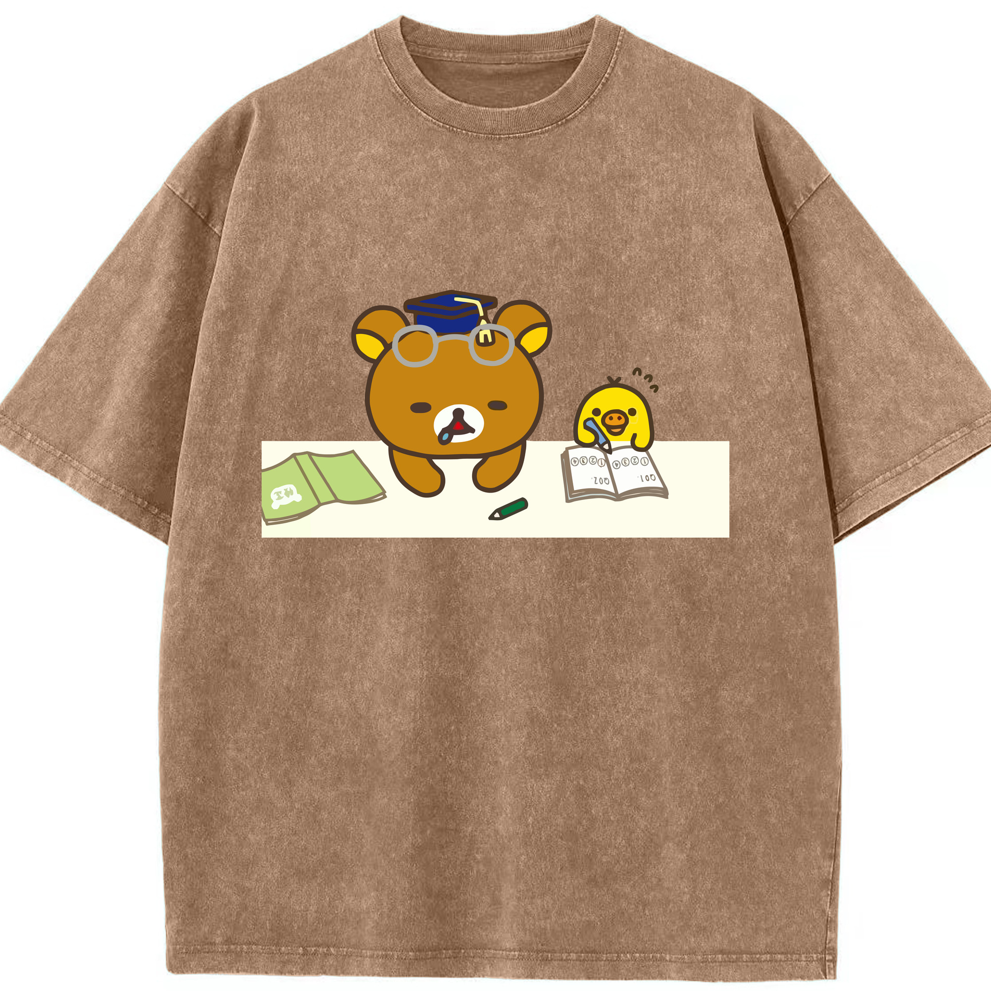 （画像用） リラックマ リラックマ キイロイトリ Rilakkuma Korilakkuma Kiiroitori 綿100% ヴィンテージ風 半袖Tシャツ（フロントプリント）