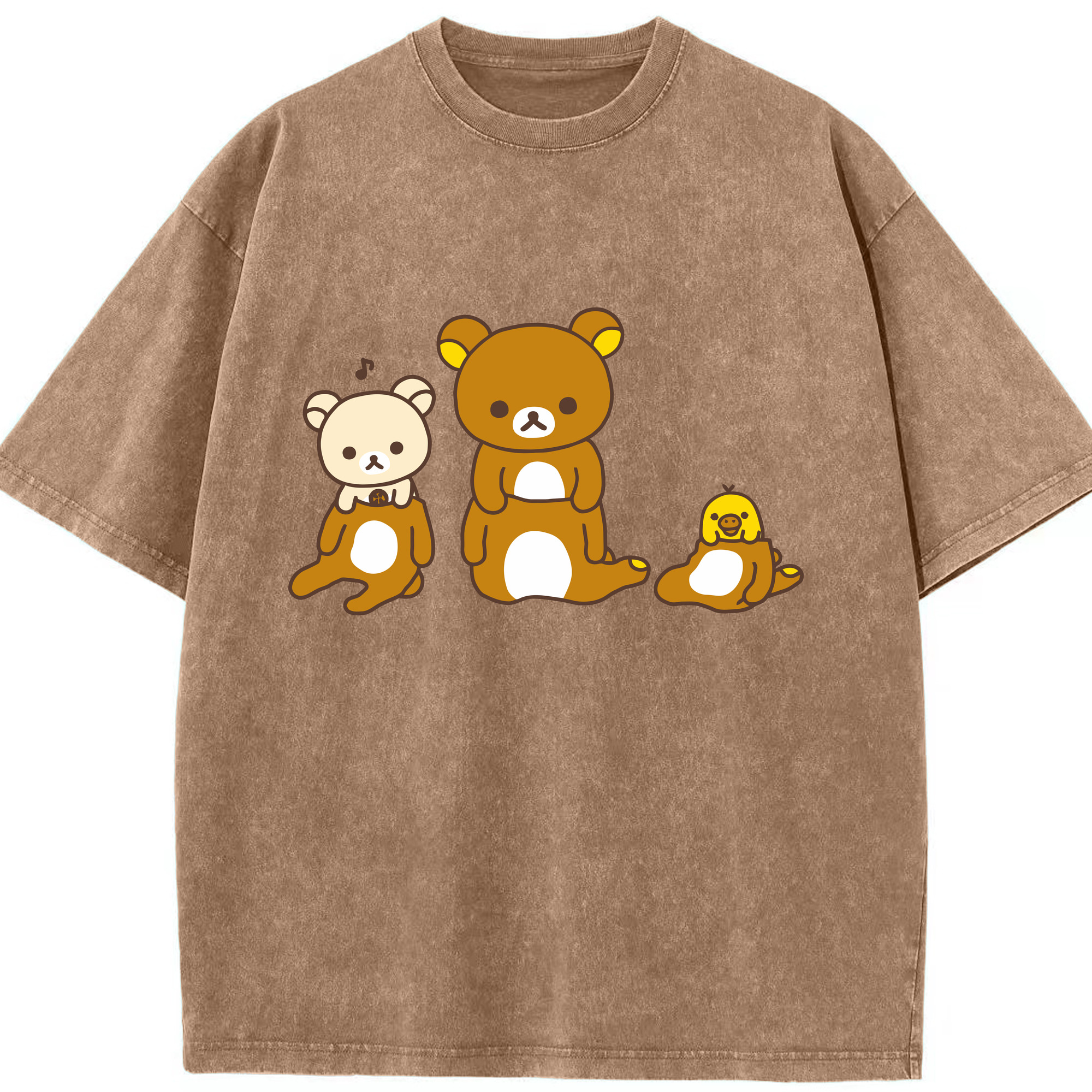 （画像用） リラックマ リラックマ キイロイトリ Rilakkuma Korilakkuma Kiiroitori 綿100% ヴィンテージ風 半袖Tシャツ（フロントプリント）