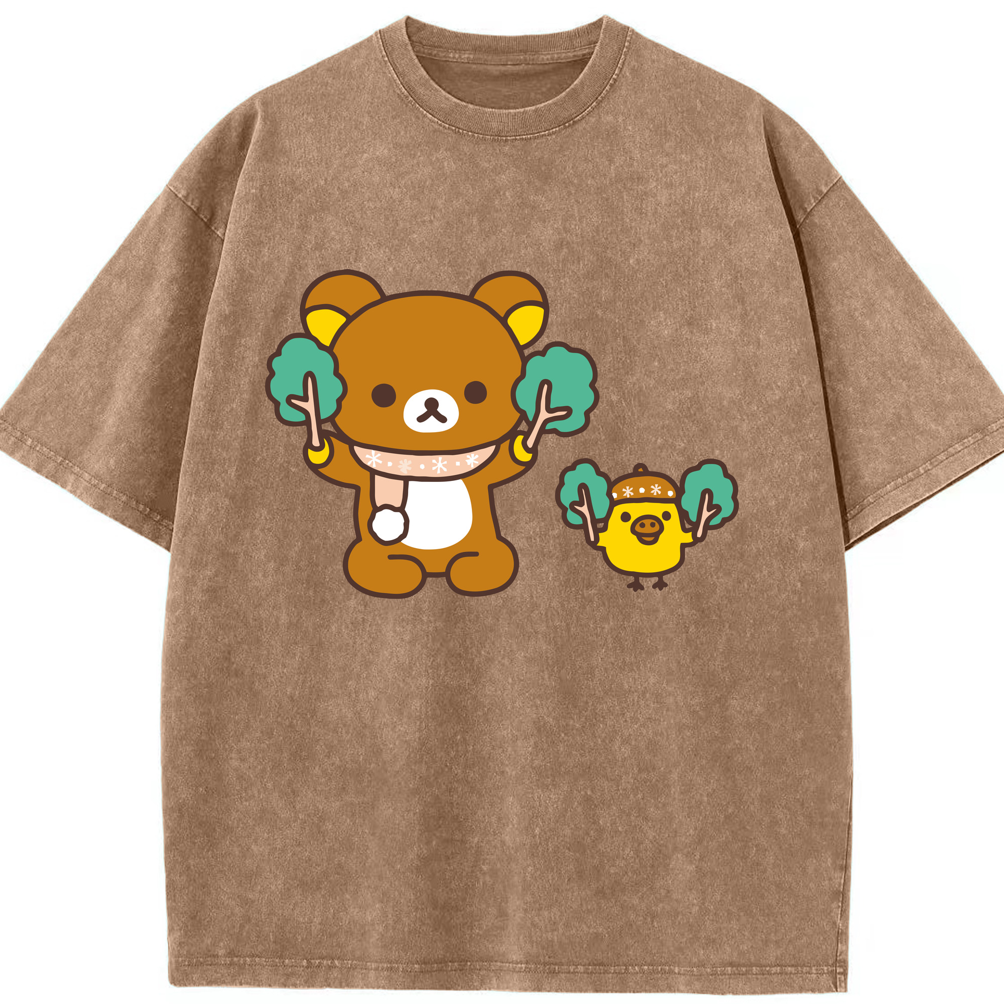 （画像用） リラックマ リラックマ キイロイトリ Rilakkuma Korilakkuma Kiiroitori 綿100% ヴィンテージ風 半袖Tシャツ（フロントプリント）