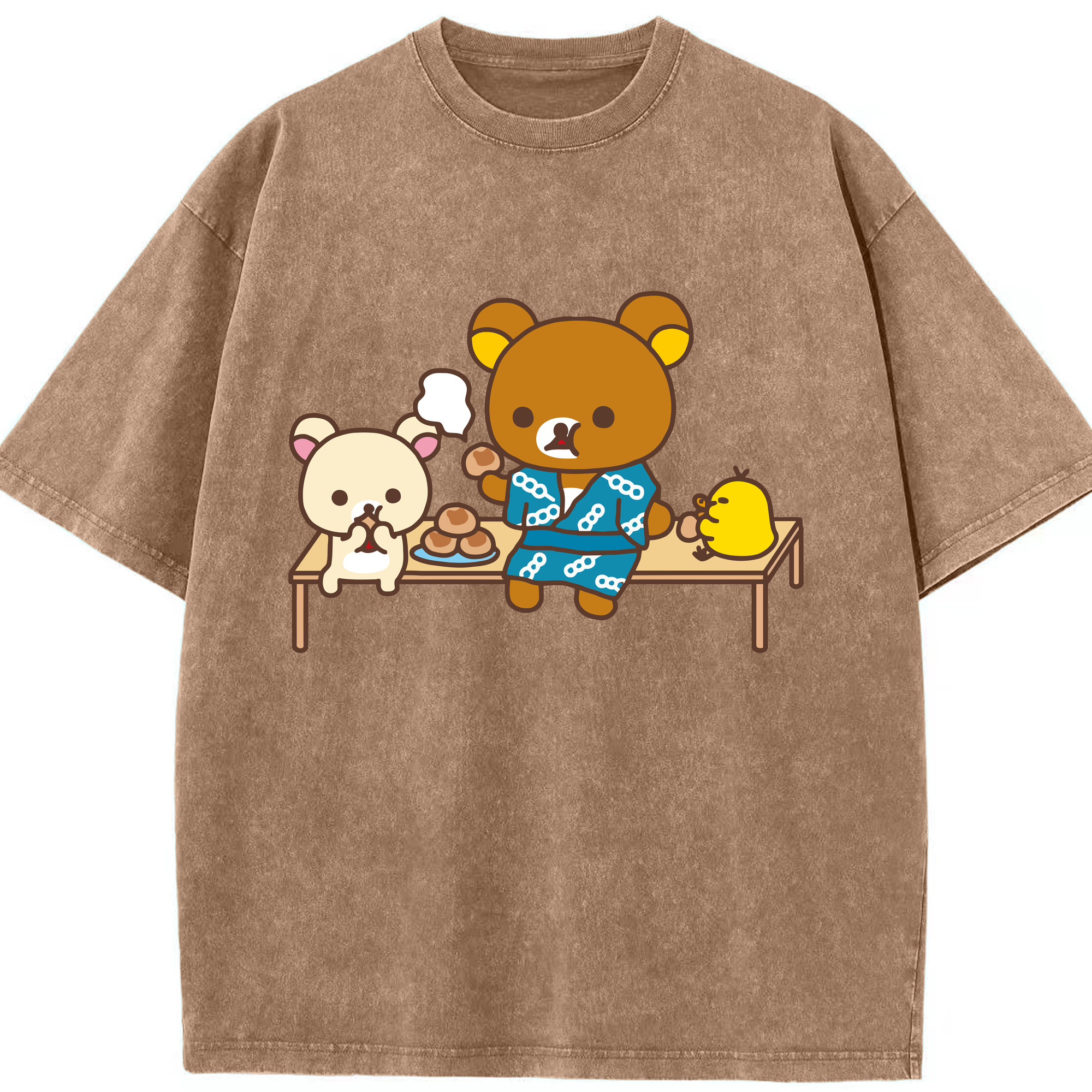 （画像用） リラックマ リラックマ キイロイトリ Rilakkuma Korilakkuma Kiiroitori 綿100% ヴィンテージ風 半袖Tシャツ（フロントプリント）