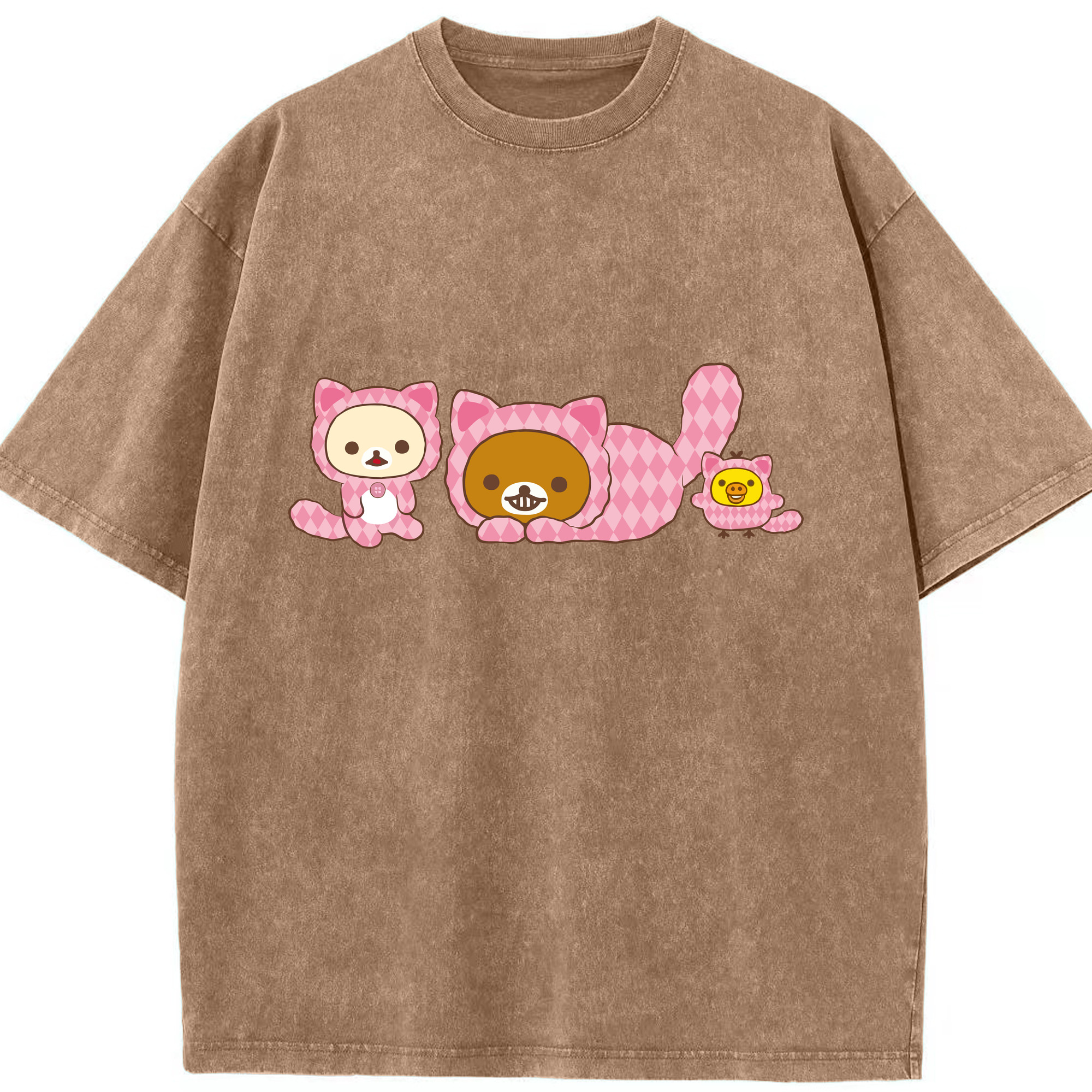 （画像用） リラックマ リラックマ キイロイトリ Rilakkuma Korilakkuma Kiiroitori 綿100% ヴィンテージ風 半袖Tシャツ（フロントプリント）