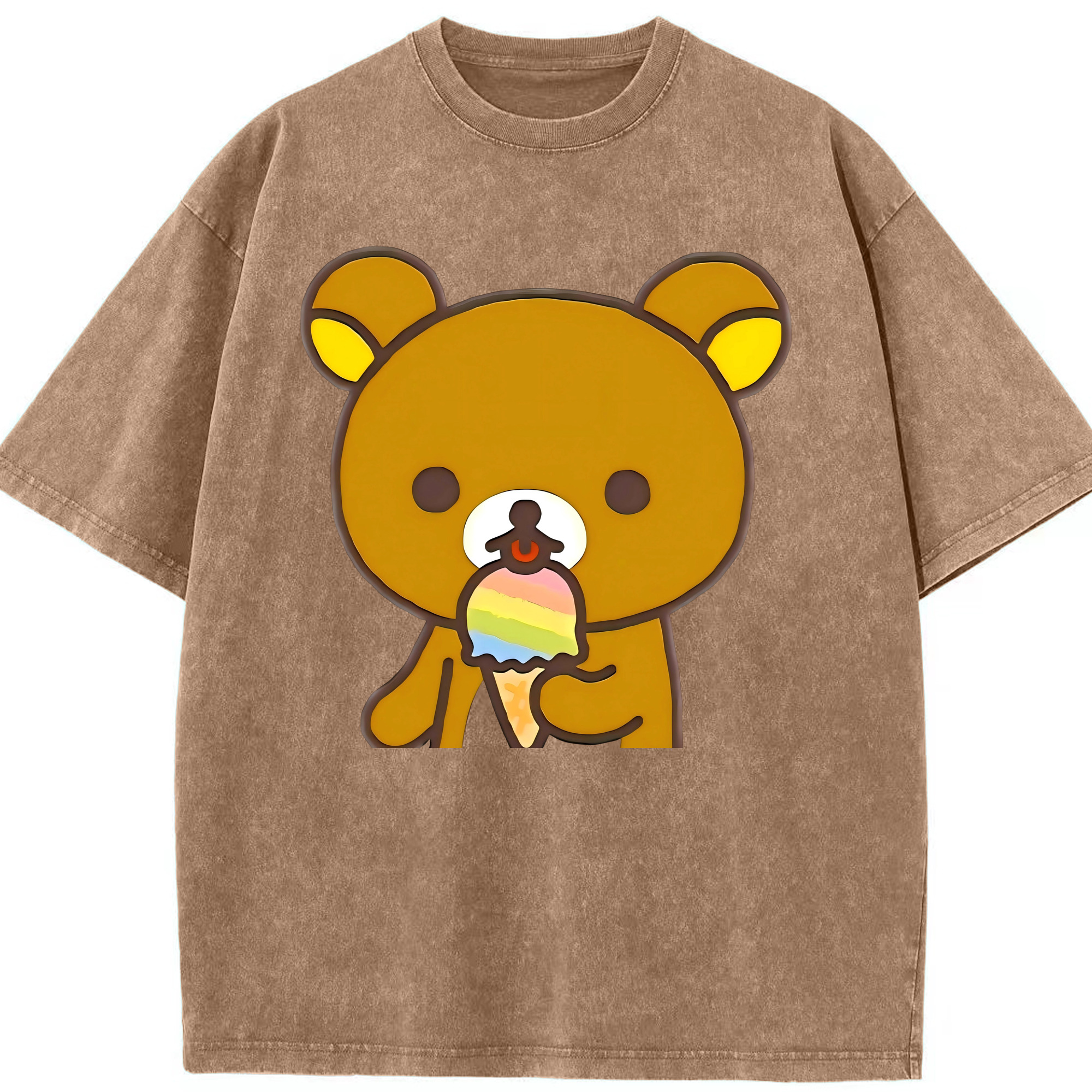 （画像用） リラックマ リラックマ キイロイトリ Rilakkuma Korilakkuma Kiiroitori 綿100% ヴィンテージ風 半袖Tシャツ（フロントプリント）