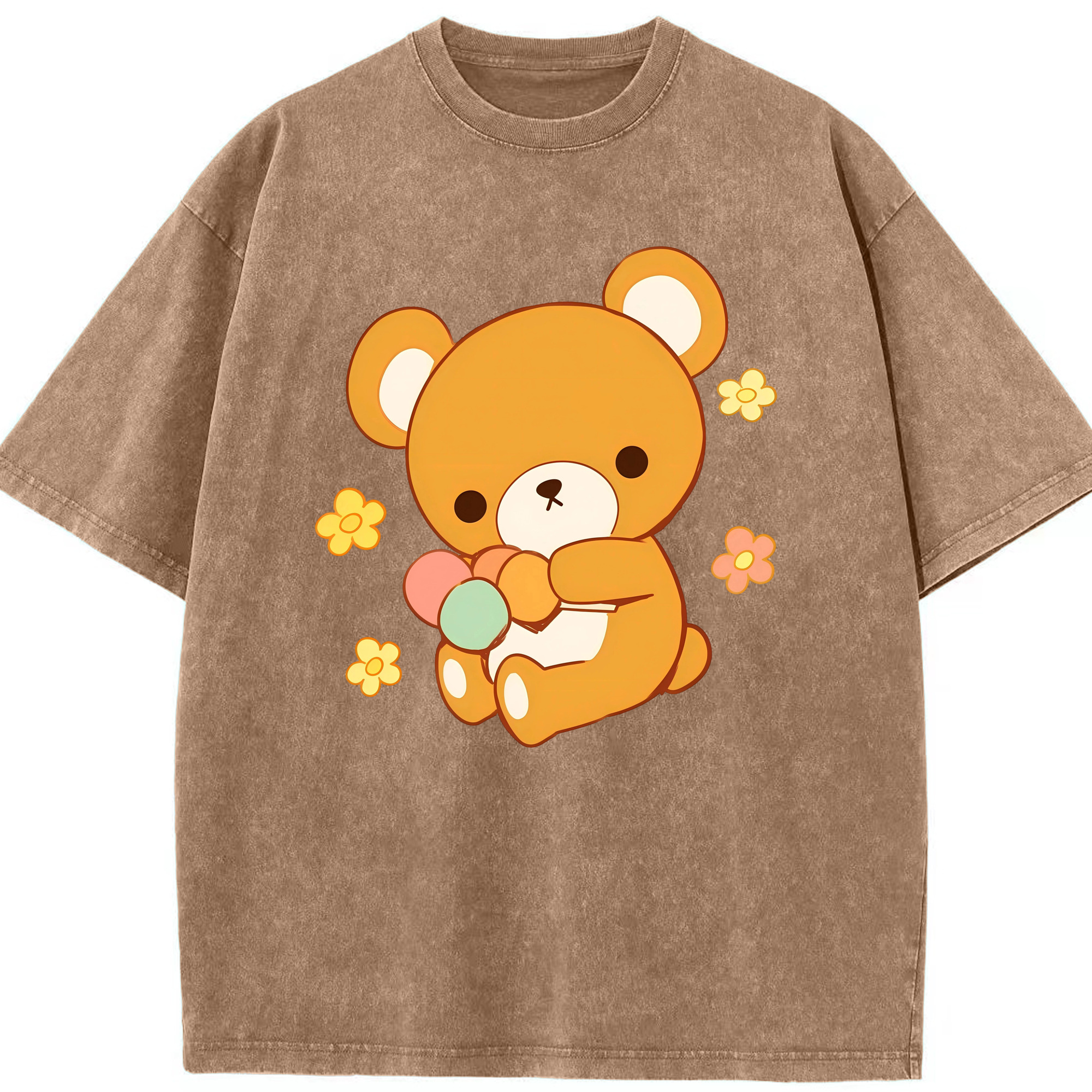 （画像用） リラックマ リラックマ キイロイトリ Rilakkuma Korilakkuma Kiiroitori 綿100% ヴィンテージ風 半袖Tシャツ（フロントプリント）