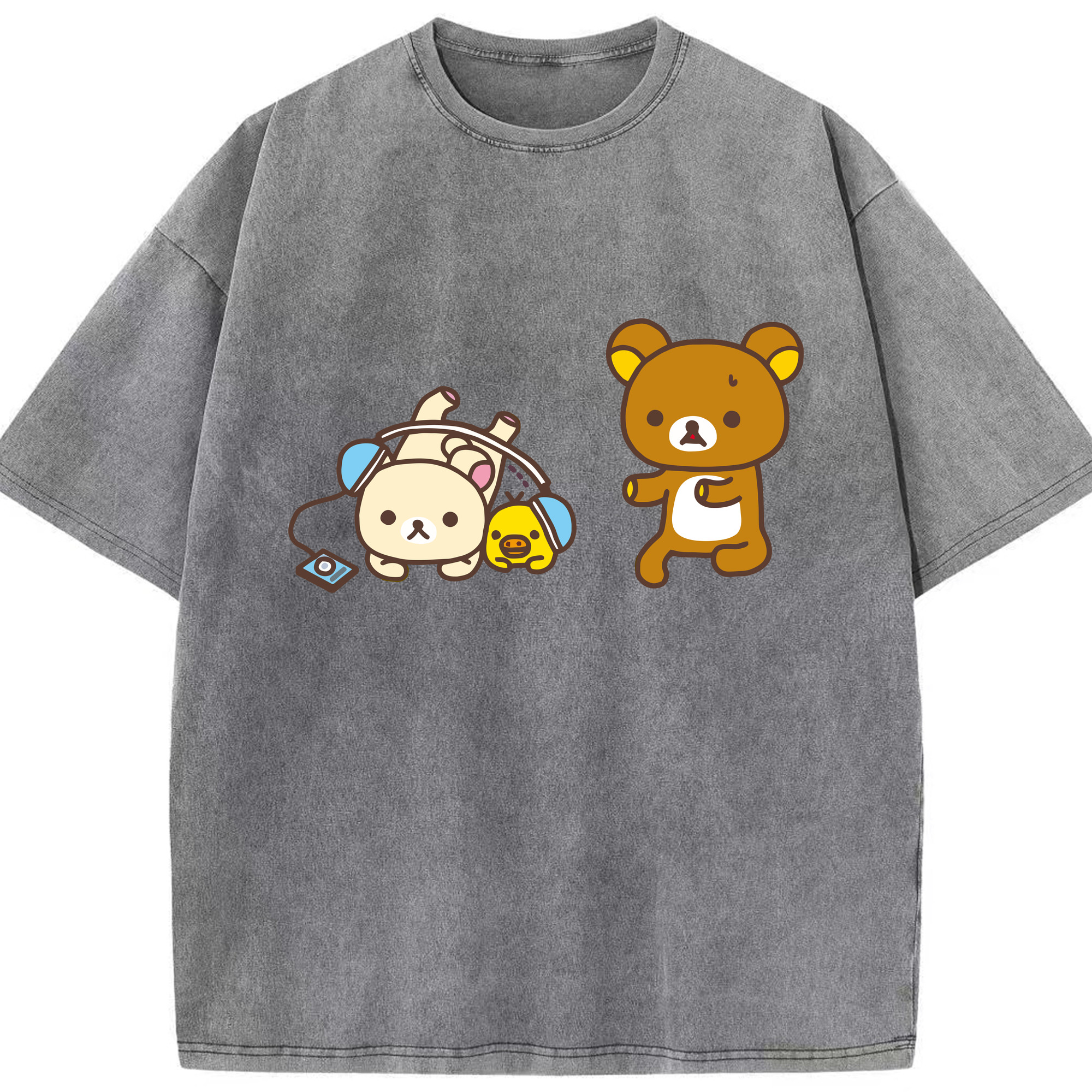 （画像用） リラックマ リラックマ キイロイトリ Rilakkuma Korilakkuma Kiiroitori 綿100% ヴィンテージ風 半袖Tシャツ（フロントプリント）