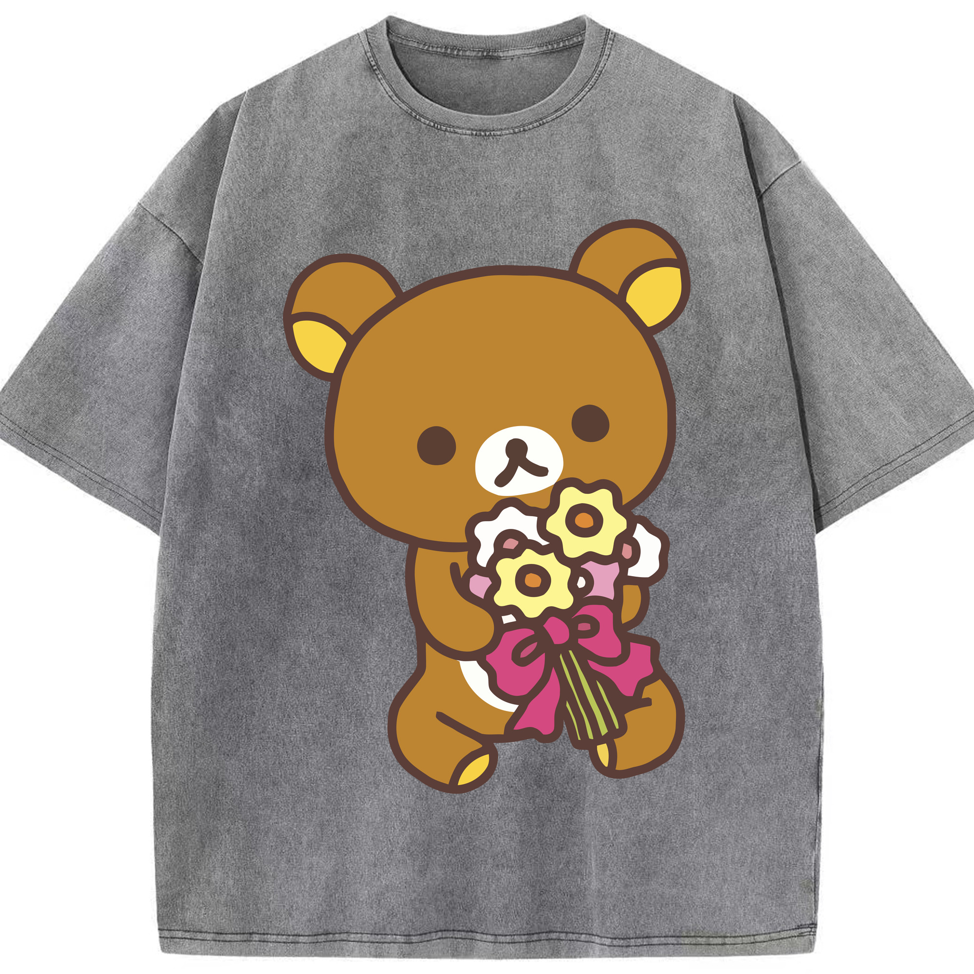 （画像用） リラックマ リラックマ キイロイトリ Rilakkuma Korilakkuma Kiiroitori 綿100% ヴィンテージ風 半袖Tシャツ（フロントプリント）